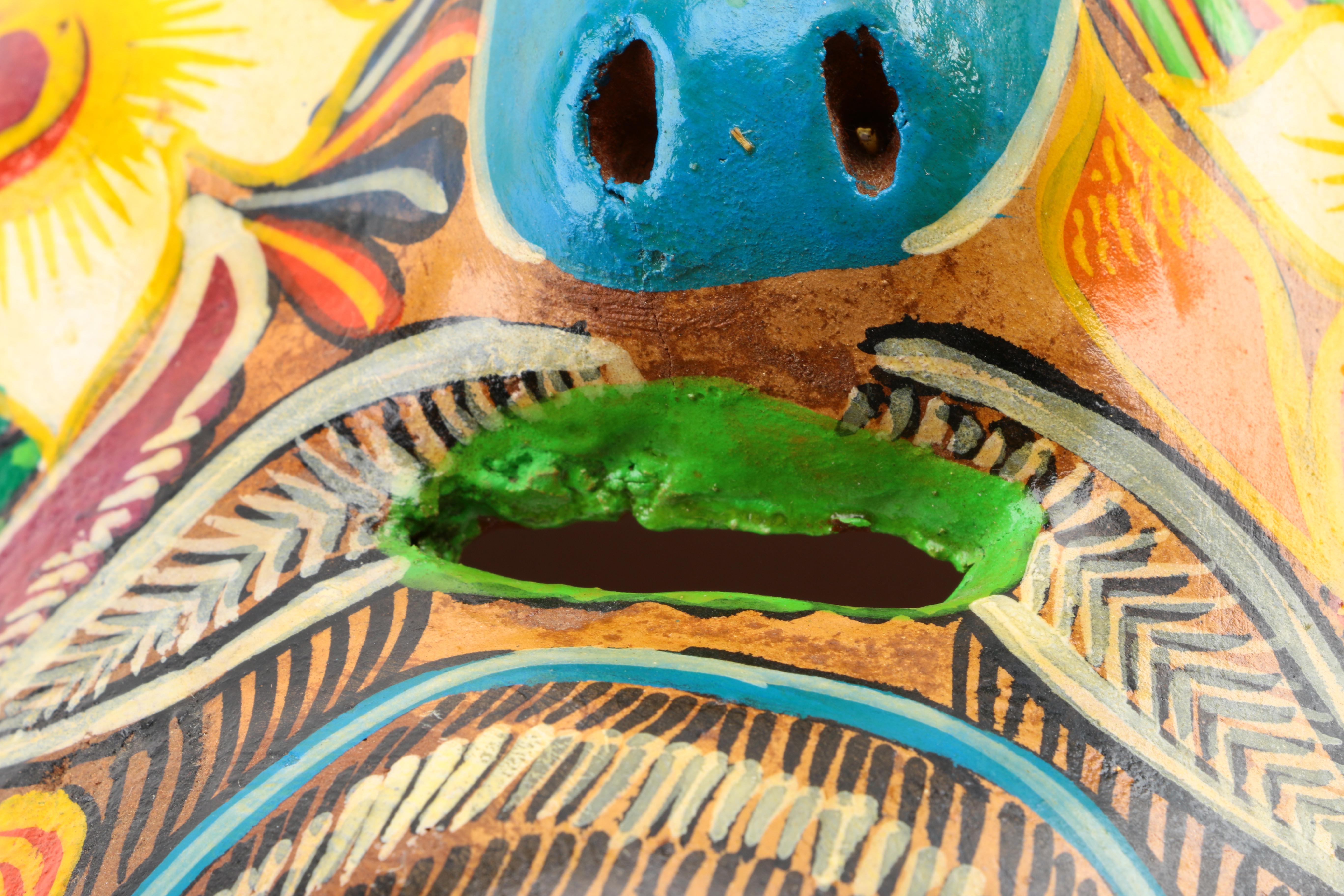Mexican Inspired Hand Painted Ceramic Mask