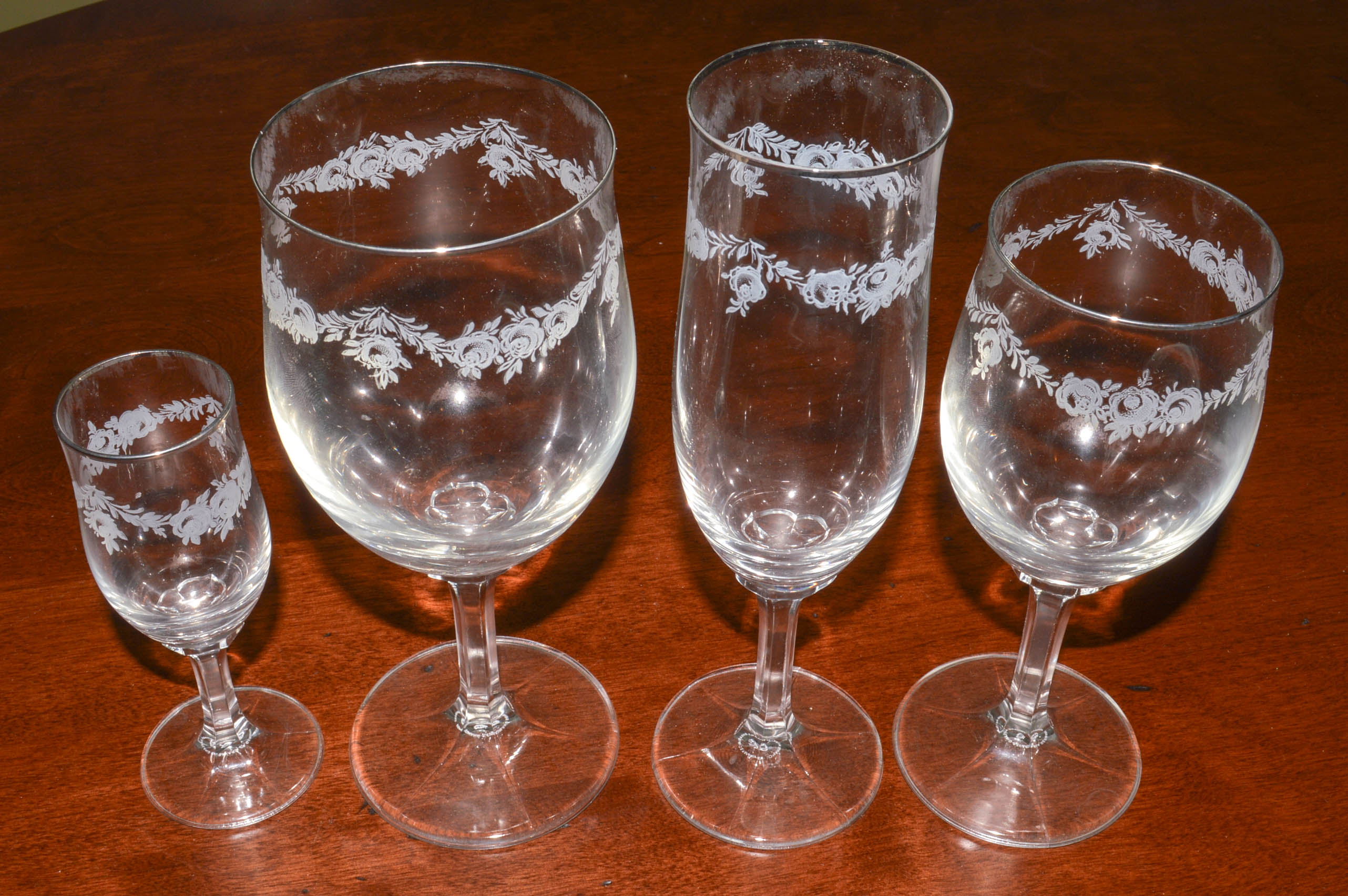 Set of Johann Haviland "Blue Garland" Dinnerware and Stemware