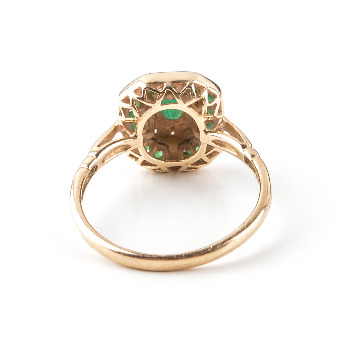 14K Yellow Gold Diamond and Emerald Ring