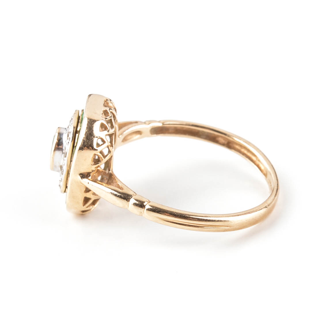 14K Yellow Gold Diamond and Emerald Ring