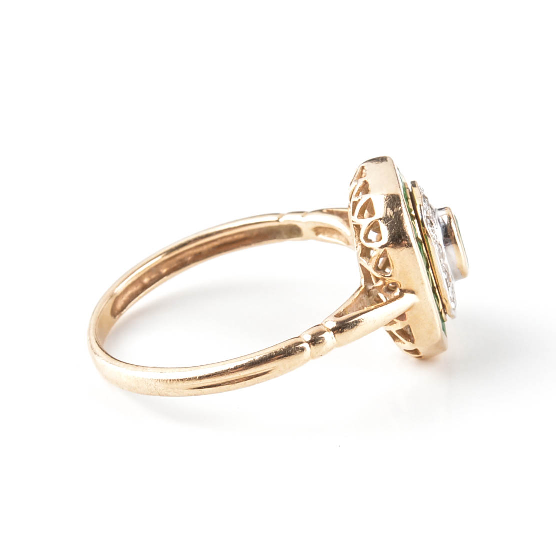 14K Yellow Gold Diamond and Emerald Ring