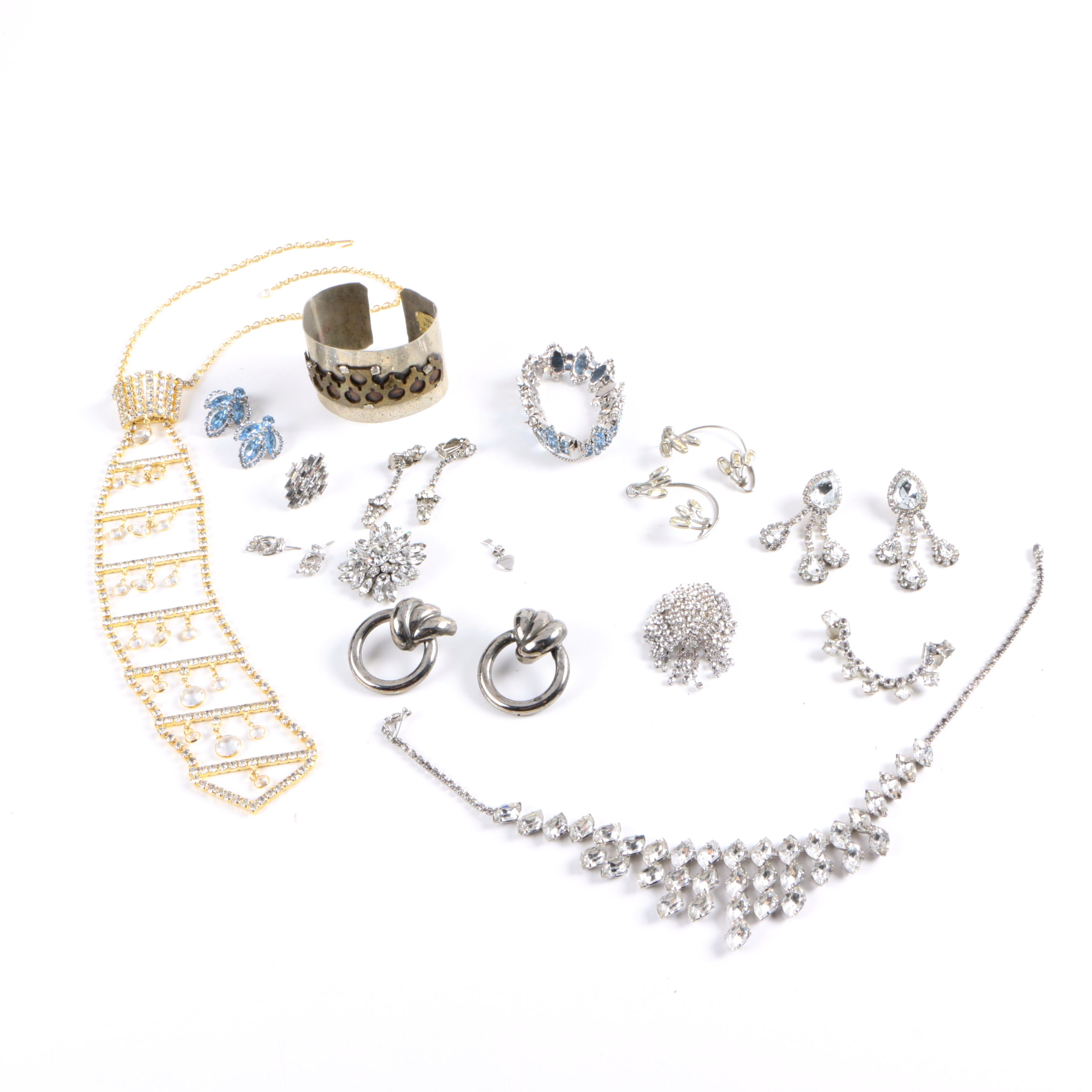 Assorted Rhinestone Jewelry Including Judy Lee