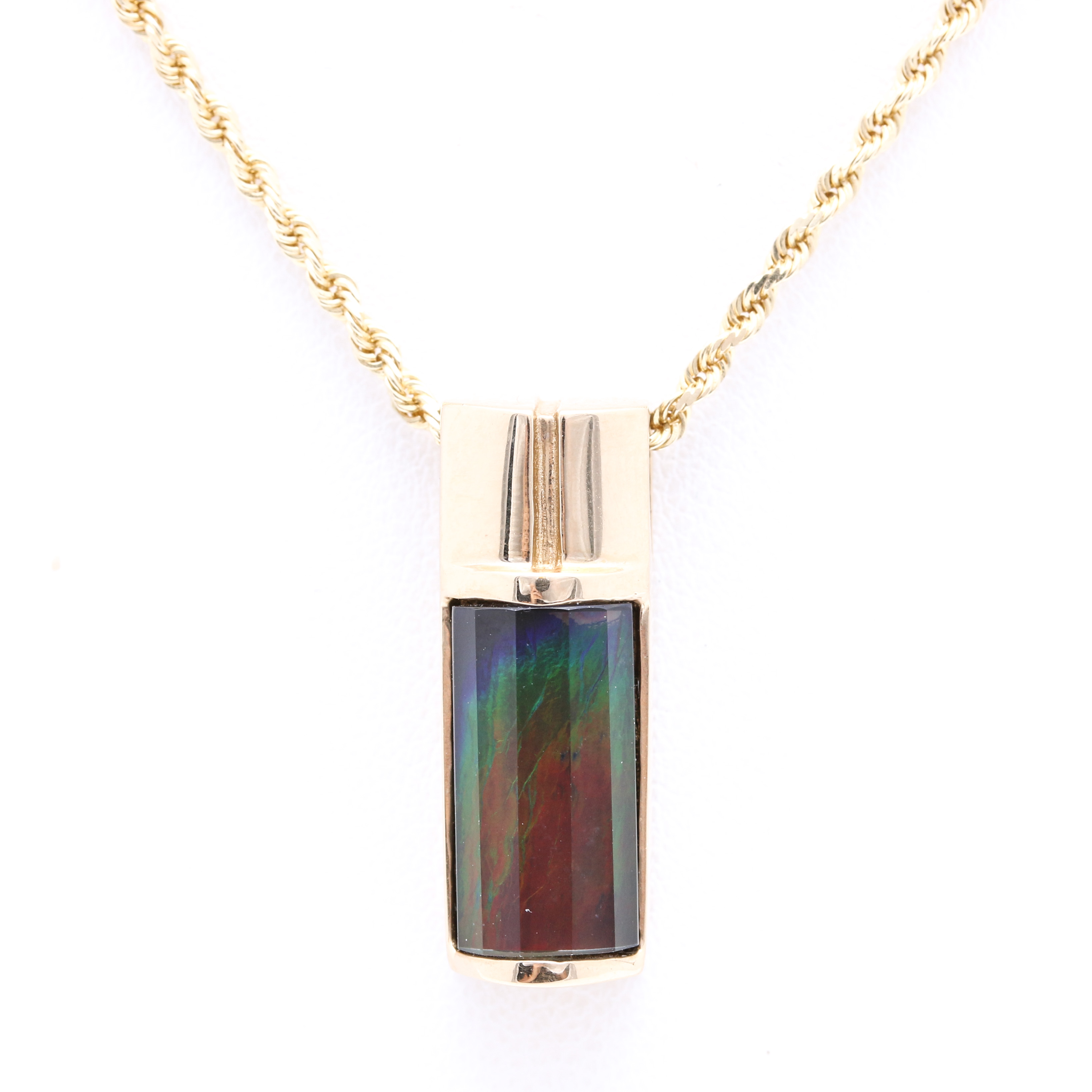 Michael Anthony 14K Yellow Gold Quartz Ammolite Doublet Pendant Necklace
