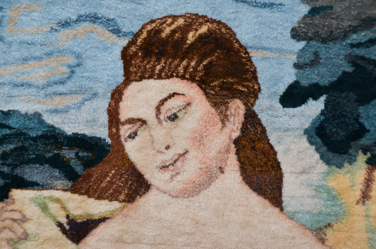 Framed Tabriz Iranian Hand-Knotted Wool Rug