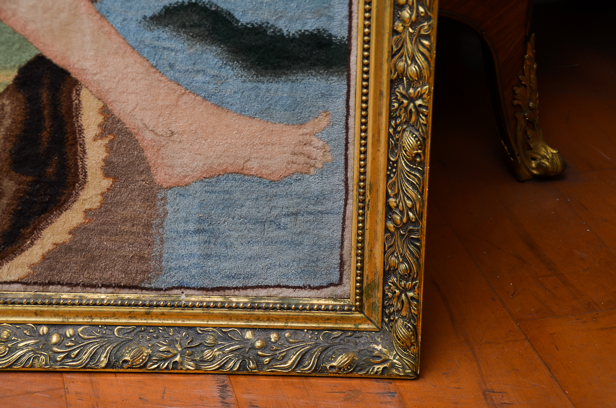 Framed Tabriz Iranian Hand-Knotted Wool Rug