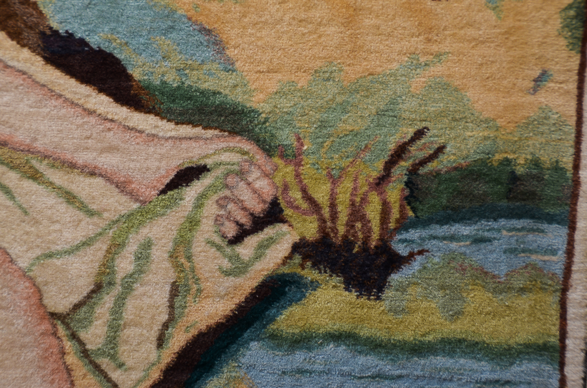 Framed Tabriz Iranian Hand-Knotted Wool Rug