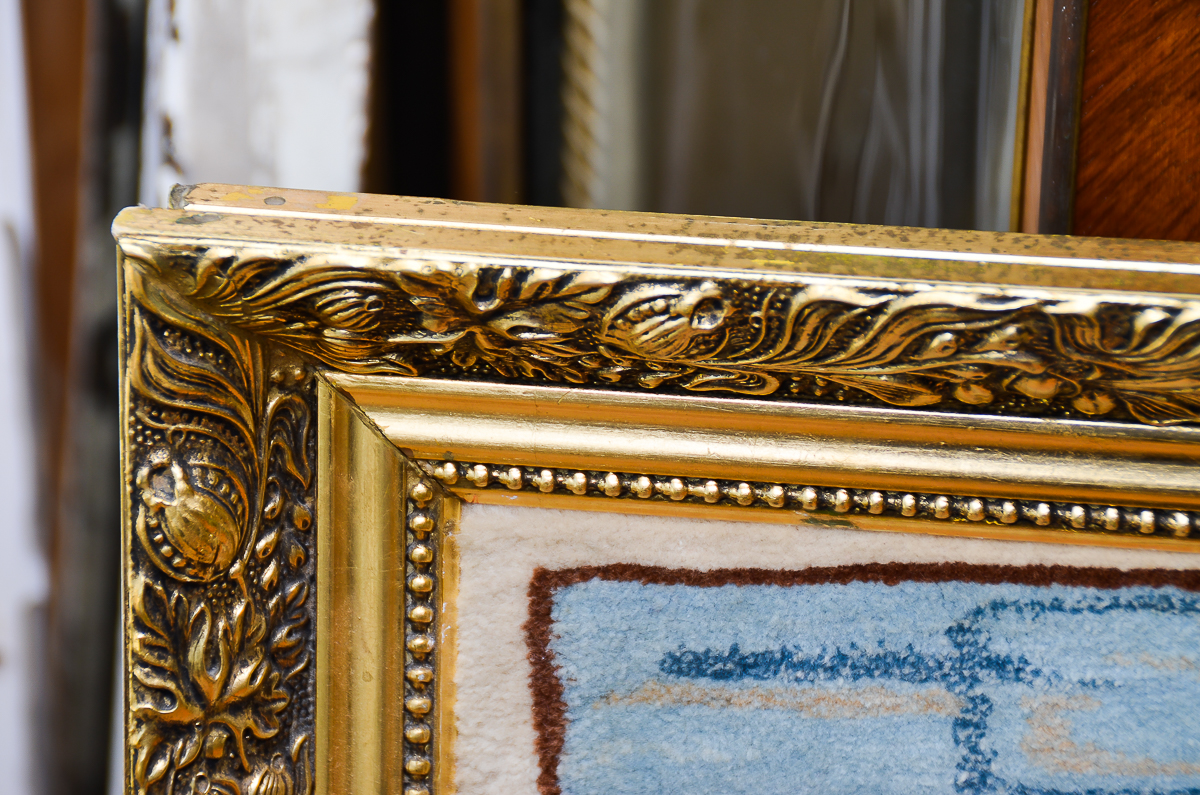 Framed Tabriz Iranian Hand-Knotted Wool Rug