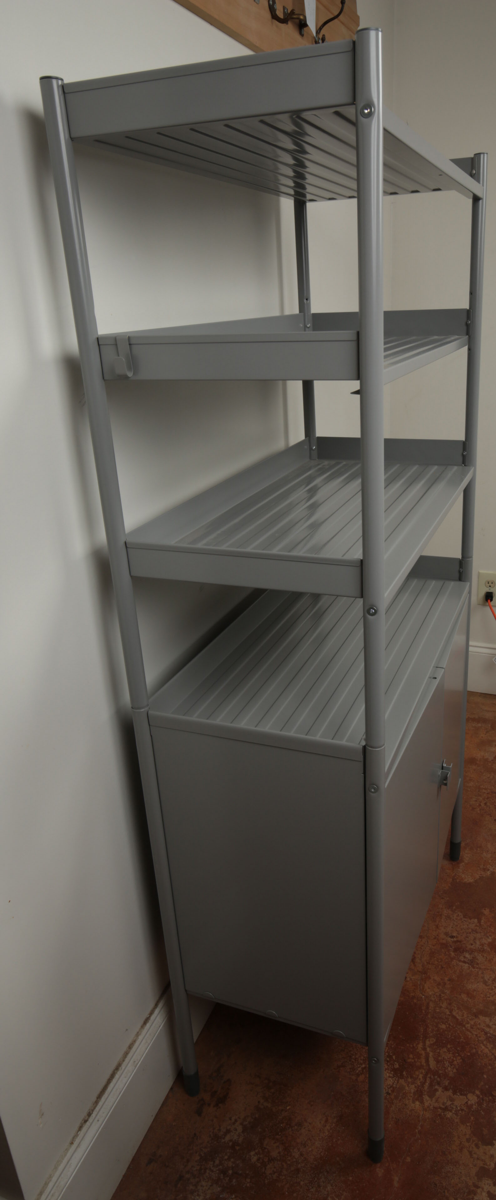 IKEA Metal Shelving Unit With Cabinet