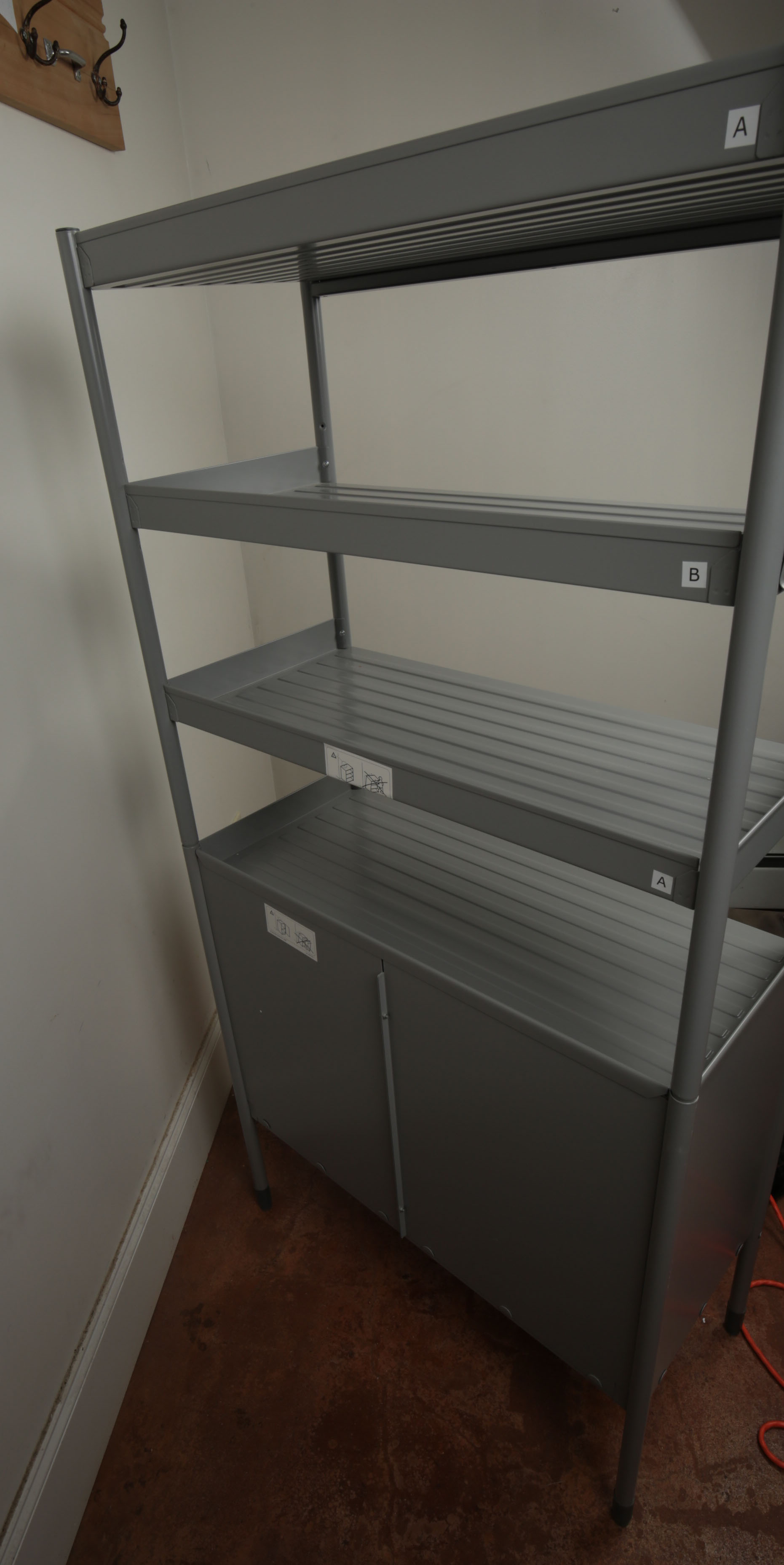 IKEA Metal Shelving Unit With Cabinet