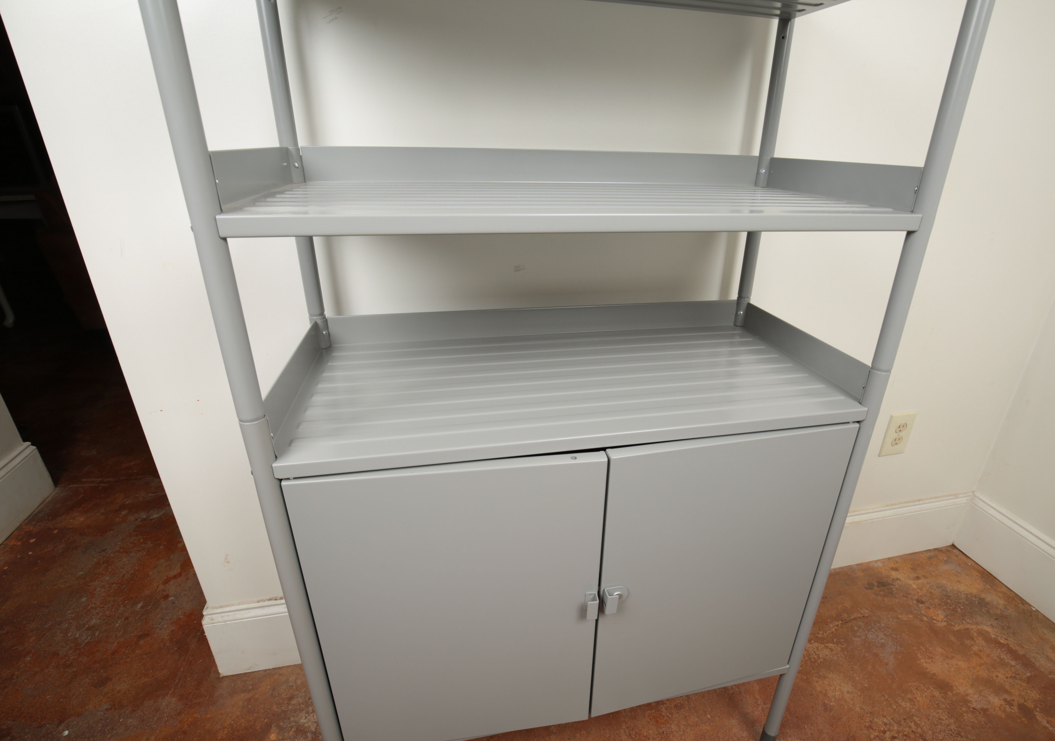 IKEA Metal Shelving Unit With Cabinet