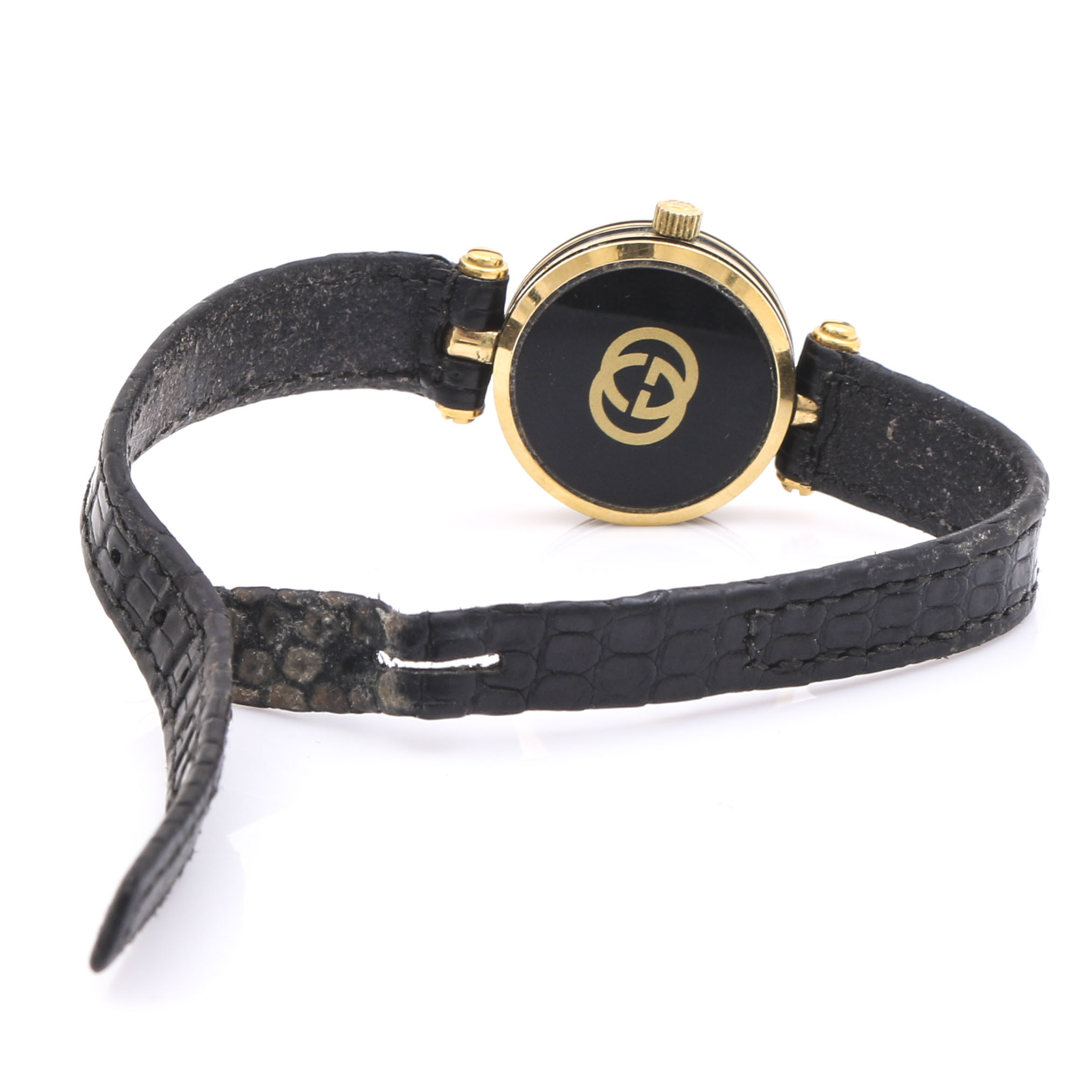 Gucci Black Analog Watch With Gold Tone Watch Case