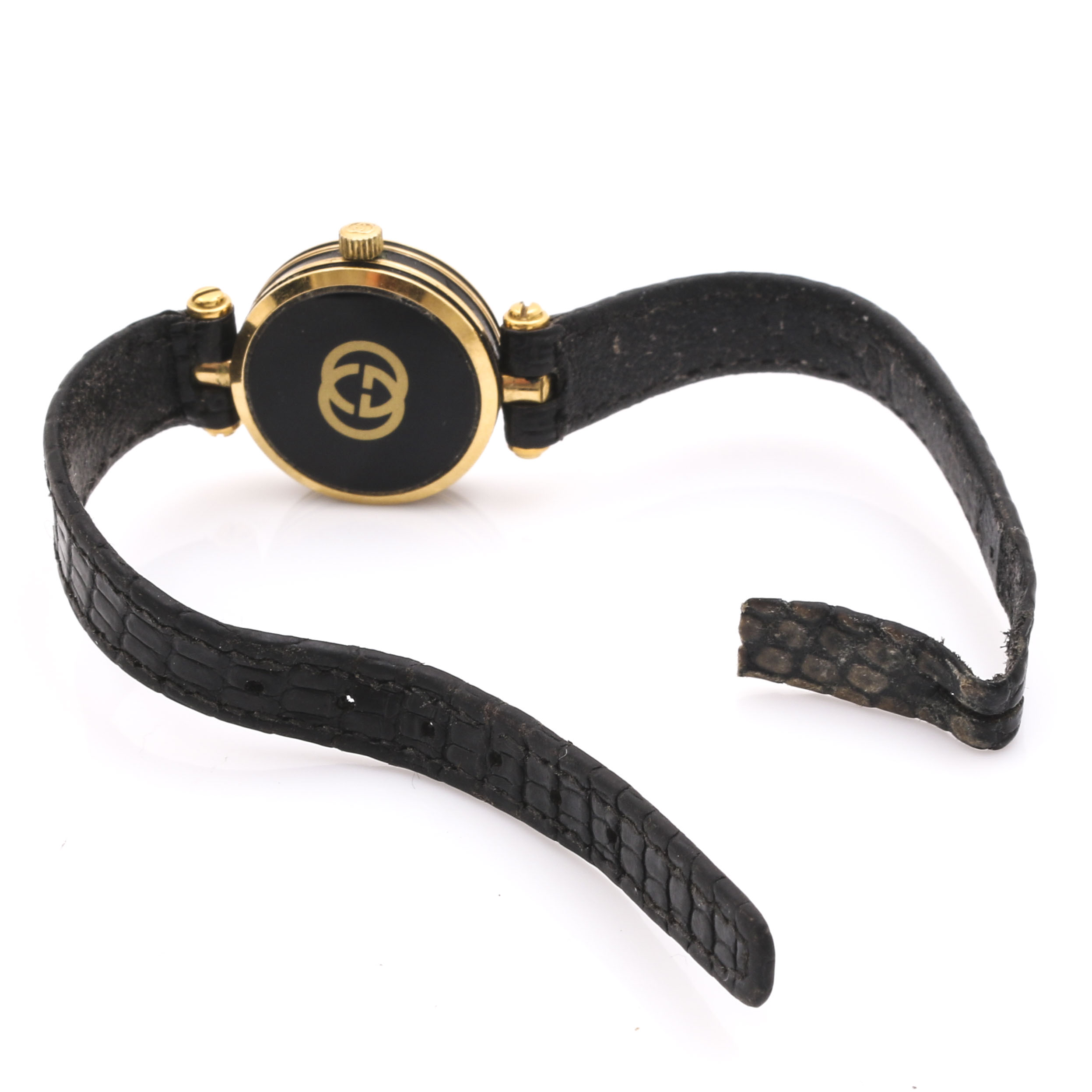 Gucci Black Analog Watch With Gold Tone Watch Case