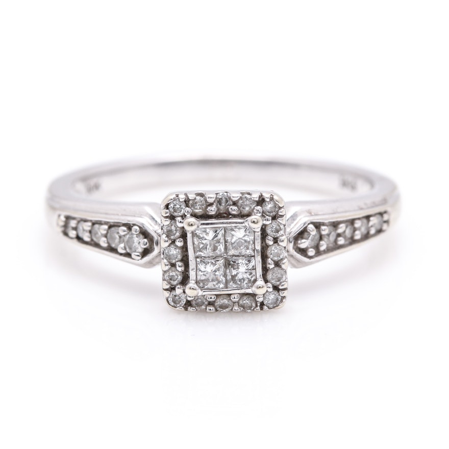 10K White Gold Diamond Ring