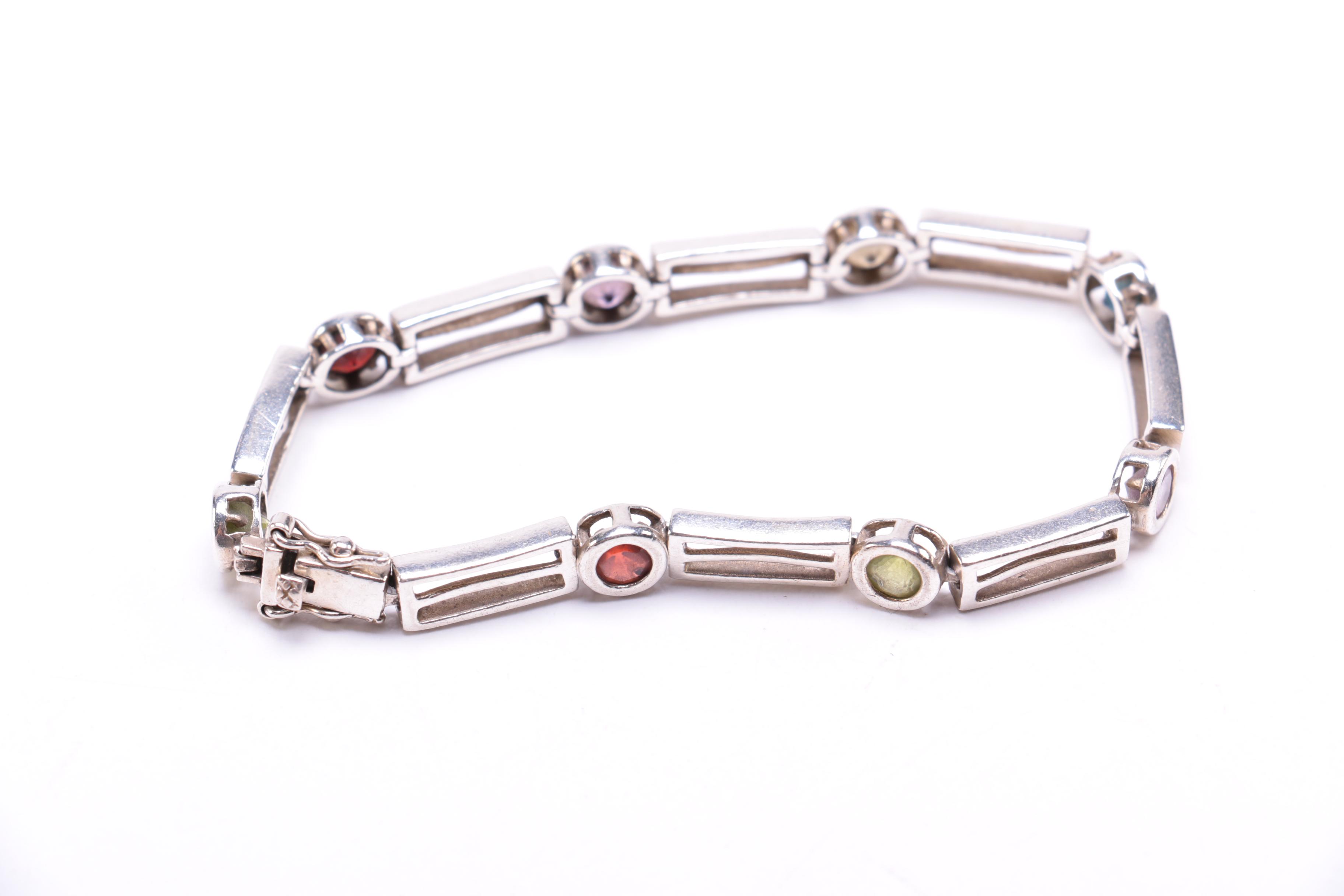 Assorted Sterling Silver Jewelry Including a Citrine Ring