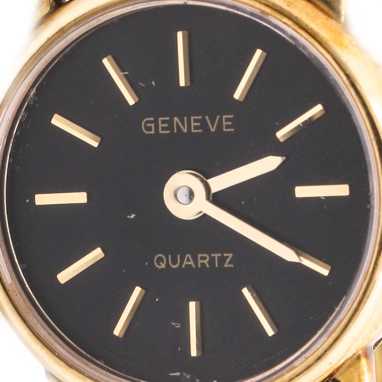 Geneve Black and 14K Yellow Gold Quartz Watch