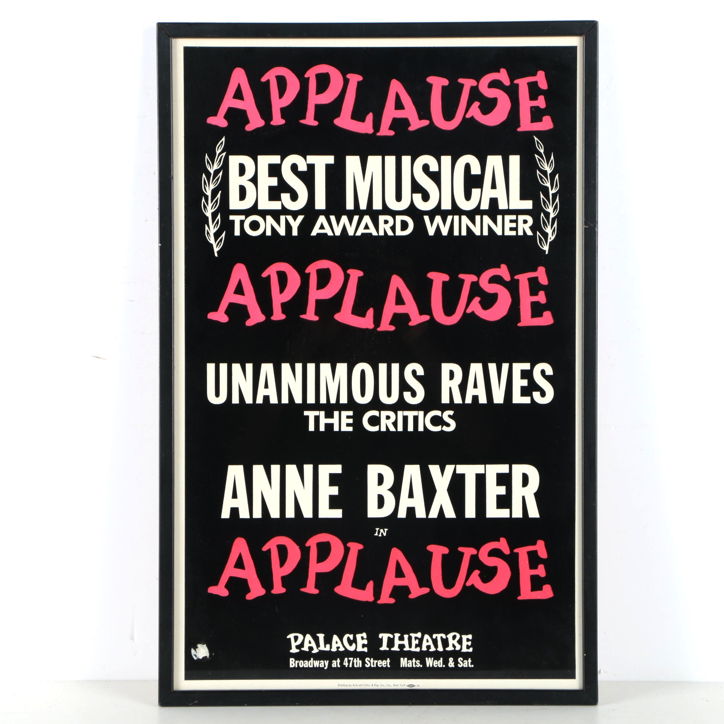 1970s Broadway Poster for Anne Baxter in "Applause"