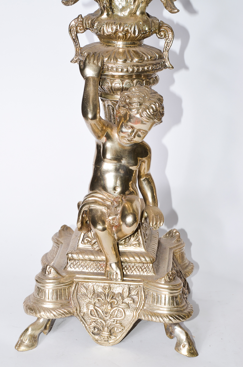 Pair of Silver Plated Candelabras with Cherubs