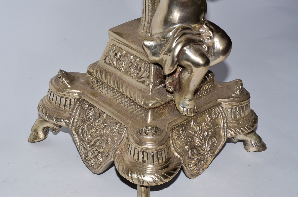 Pair of Silver Plated Candelabras with Cherubs