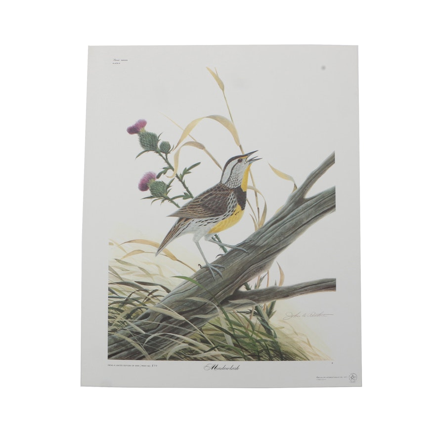 Limited Edition Offset Lithograph After John A. Ruthven"s "Meadowlark"