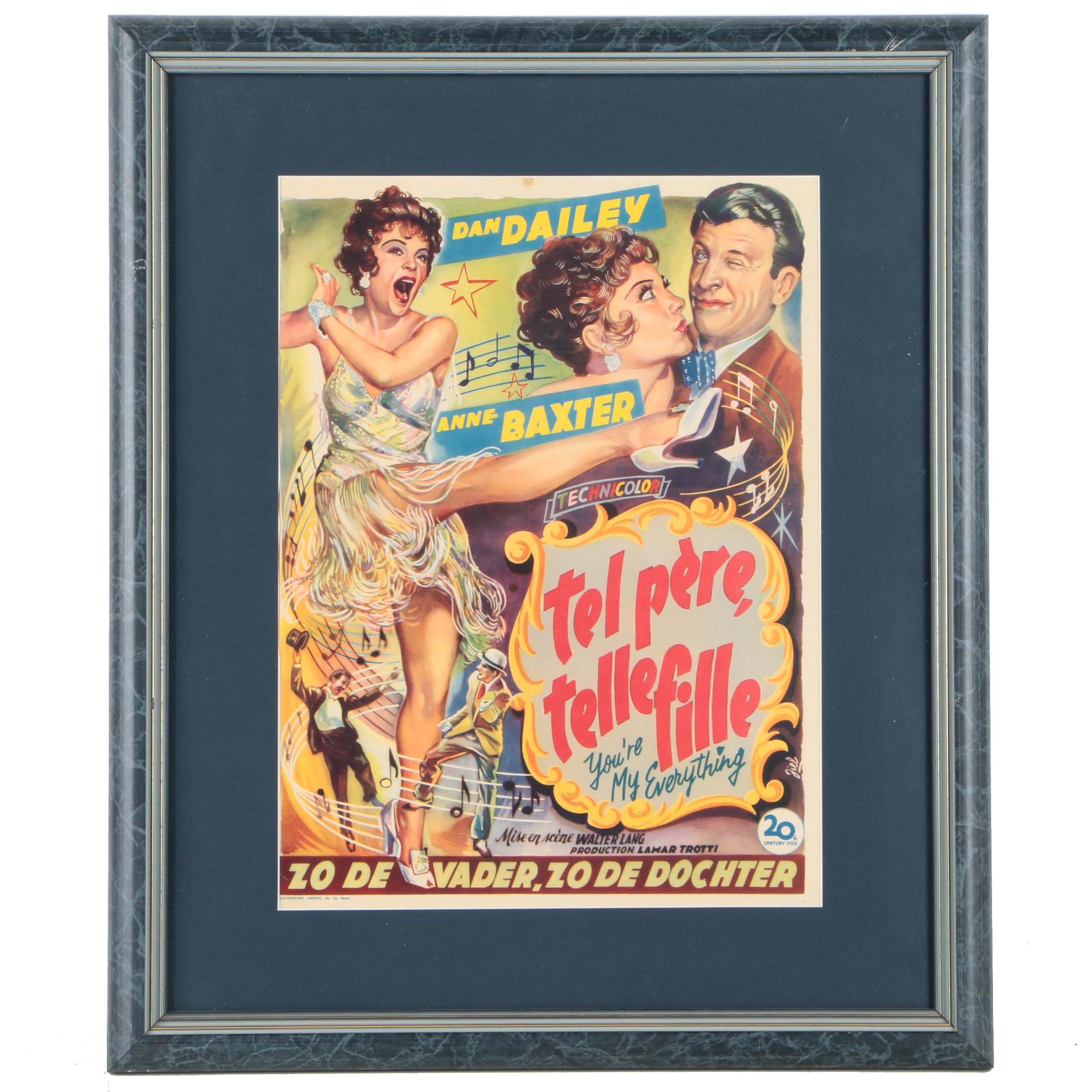 Circa 1950s Belgian Poster for "You're My Everything"/"Tel Père, Telle Fille"/"Zo de Vader, Zo de Dochter"