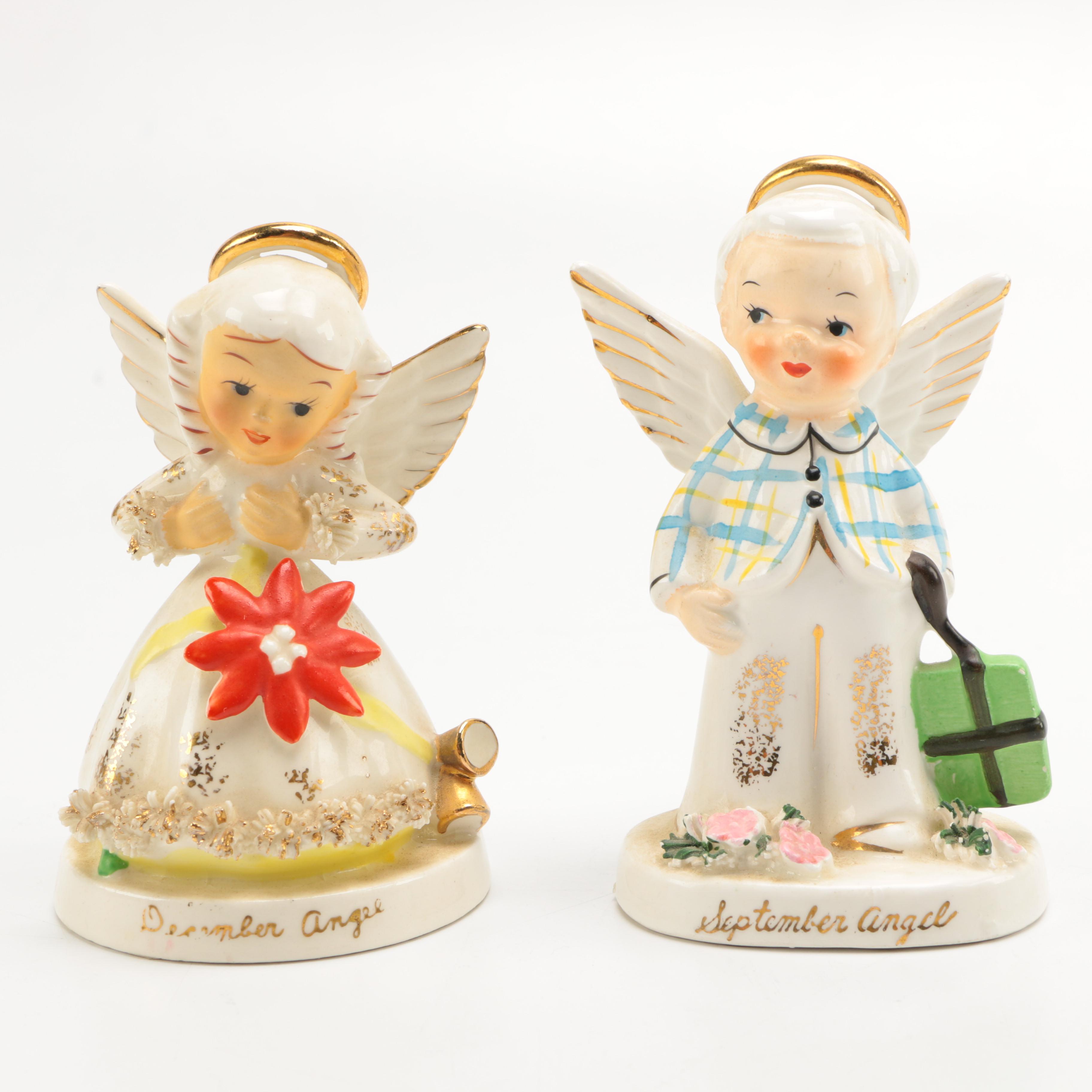 Vintage Napco Ceramic Birthday Month Angel Figurines