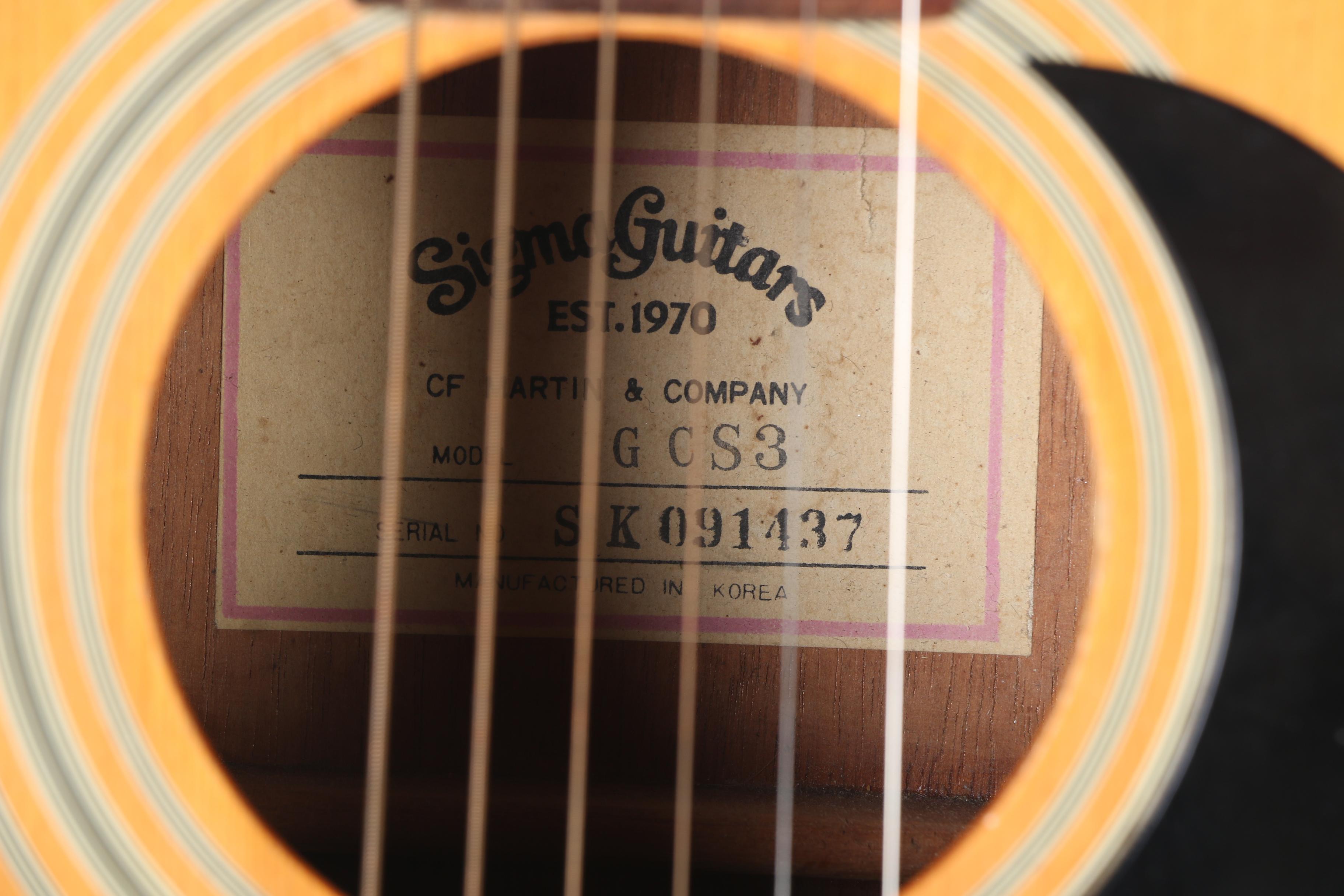 Vintage Sigma Dreadnought Style Acoustic Guitar and Case