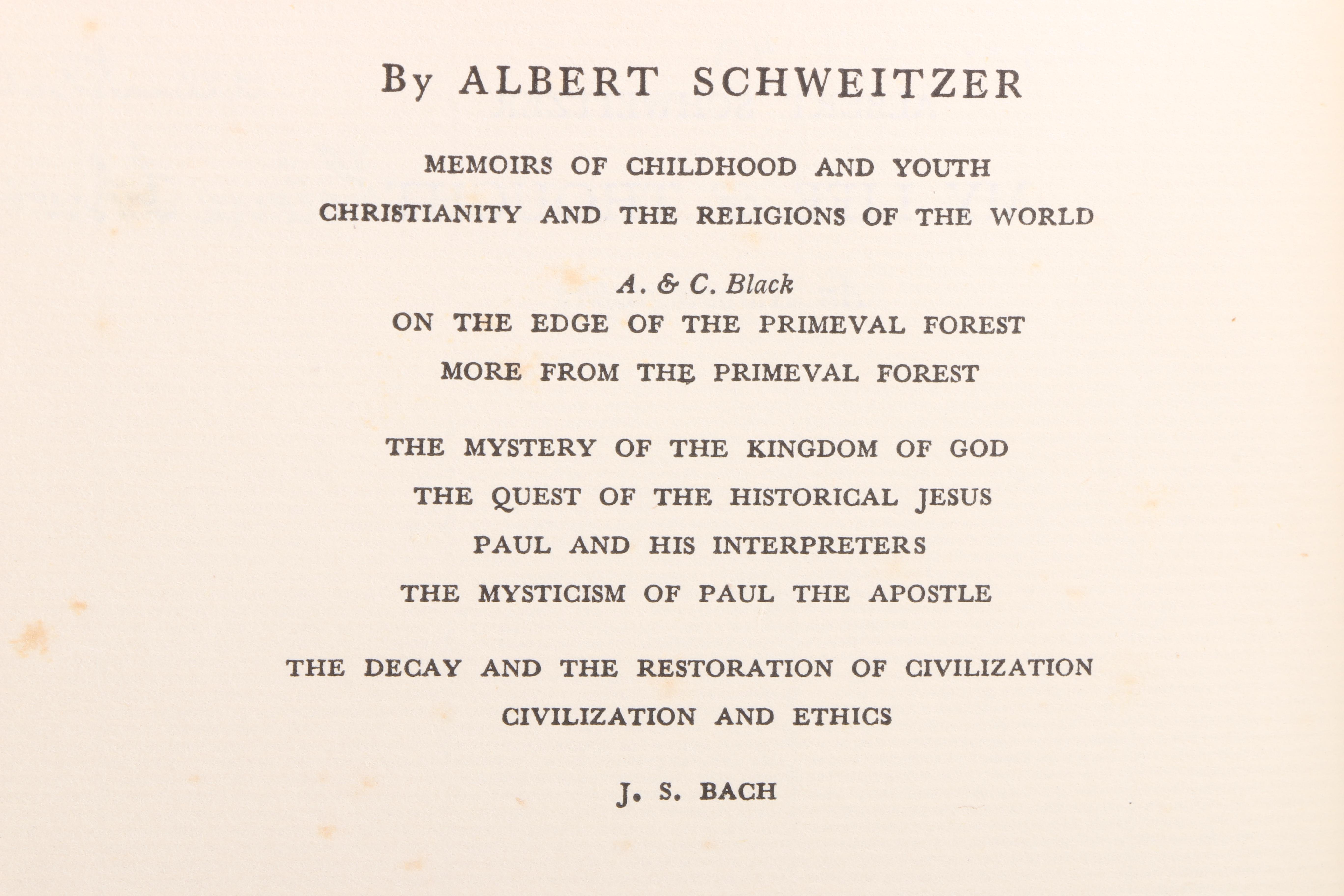 Albert Schweitzer Signed Copy "My Life & Thought: An Autobiography"