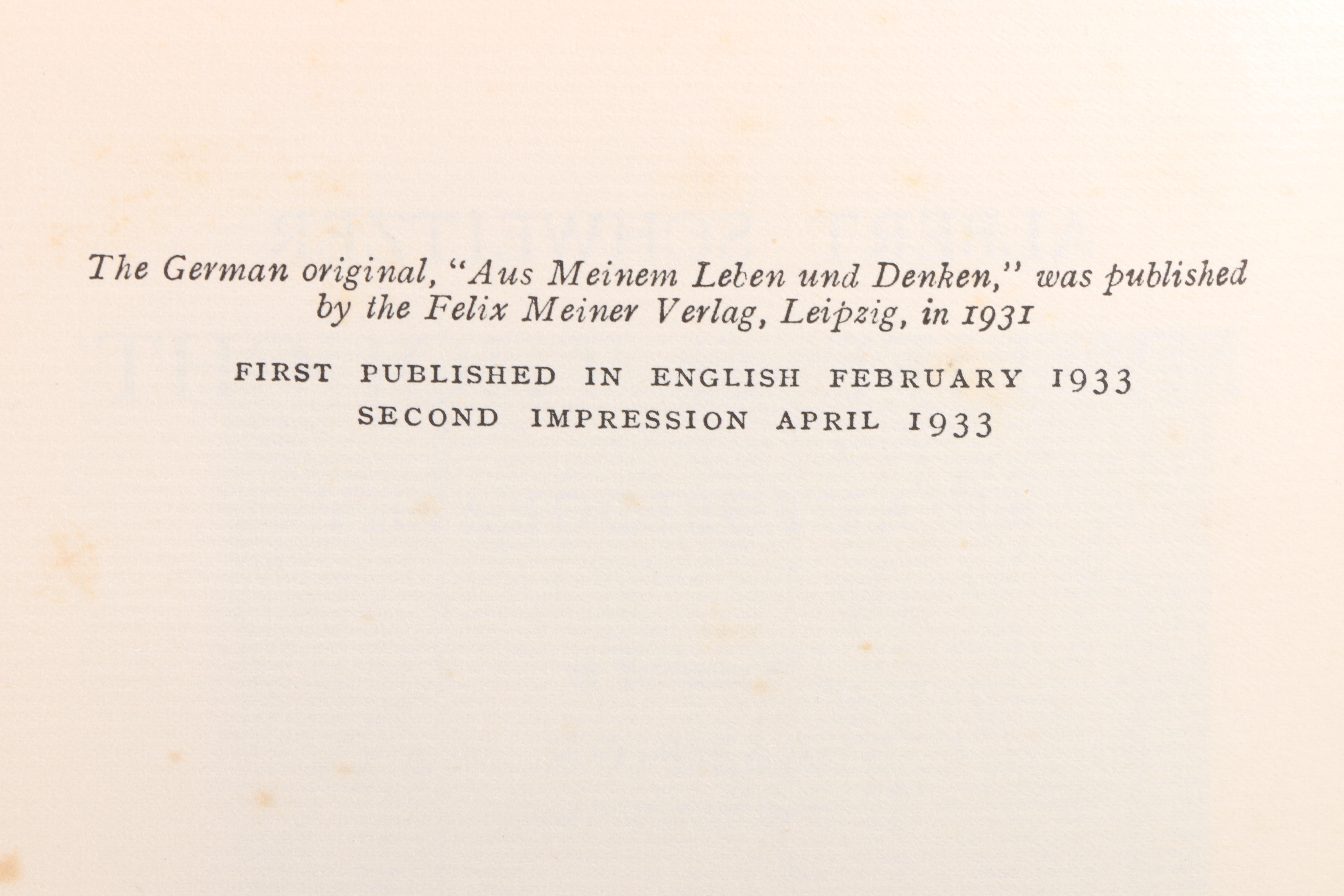 Albert Schweitzer Signed Copy "My Life & Thought: An Autobiography"