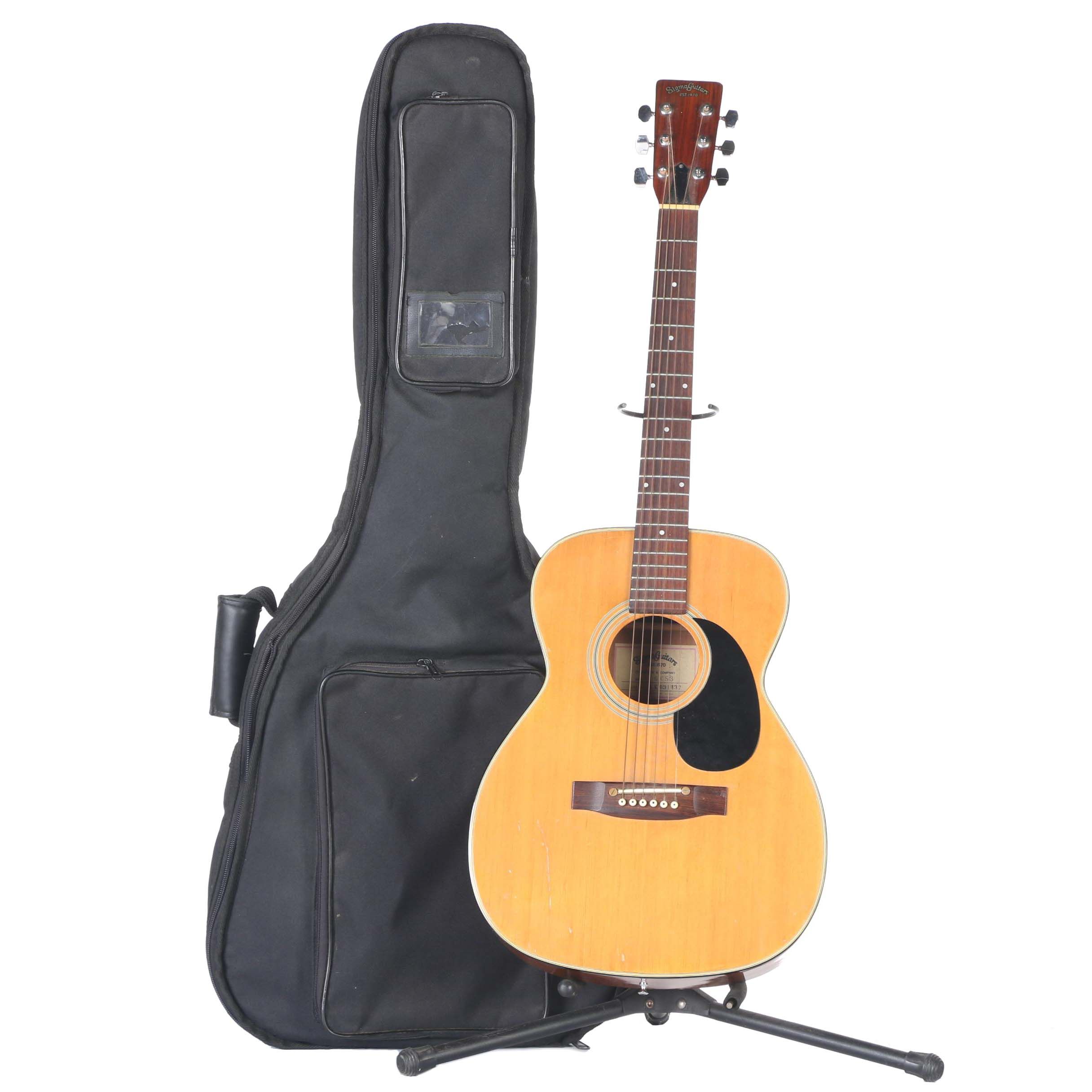 Vintage Sigma Dreadnought Style Acoustic Guitar and Case
