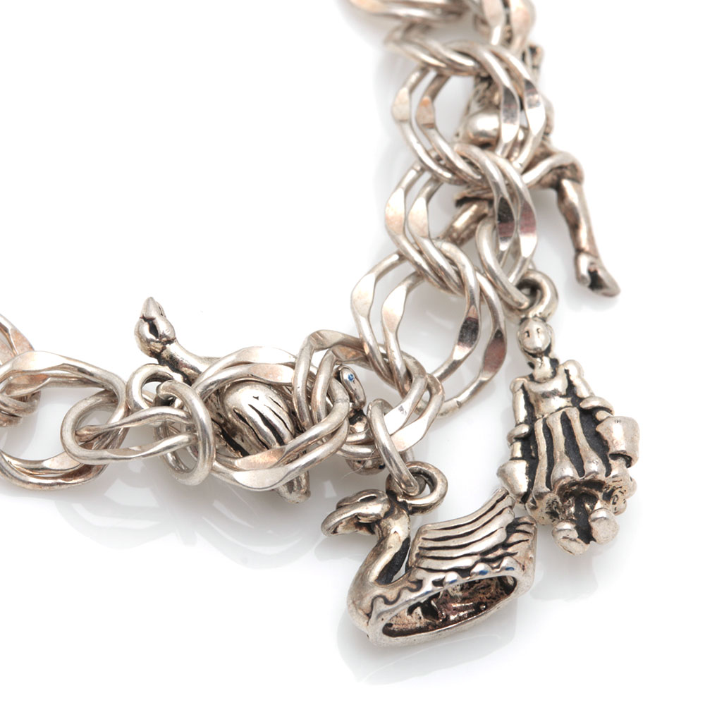 Sterling Silver Charm Bracelet With Charms