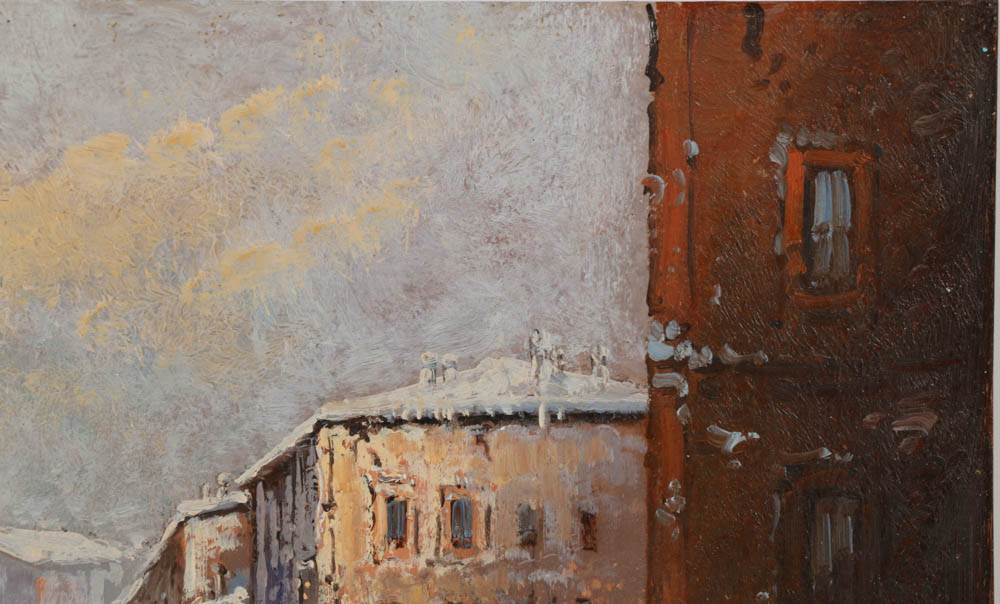 G. Martelli Oil Painting on Copper Plate of Parisian Street Scene