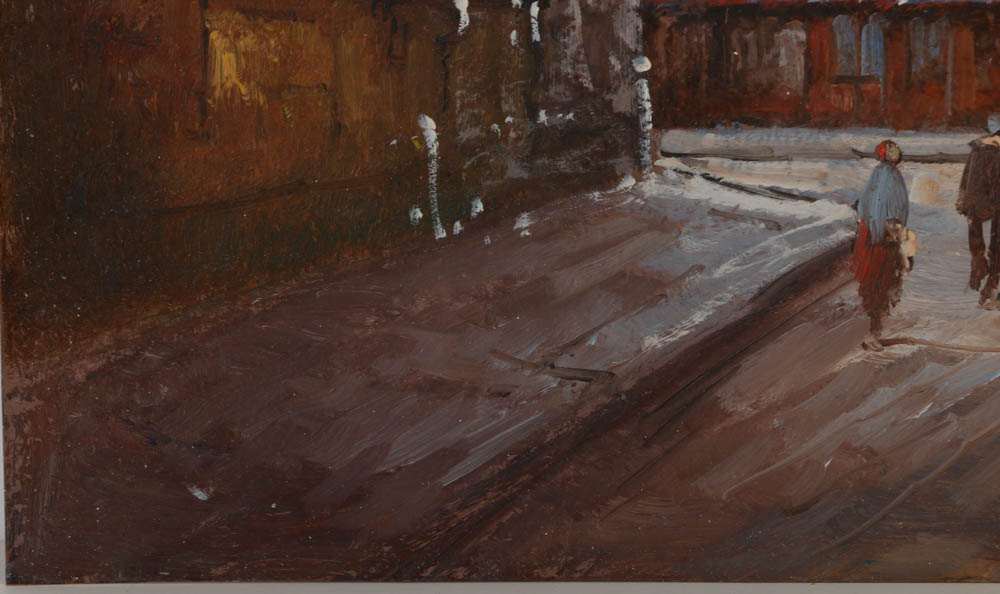 G. Martelli Oil Painting on Copper Plate of Parisian Street Scene