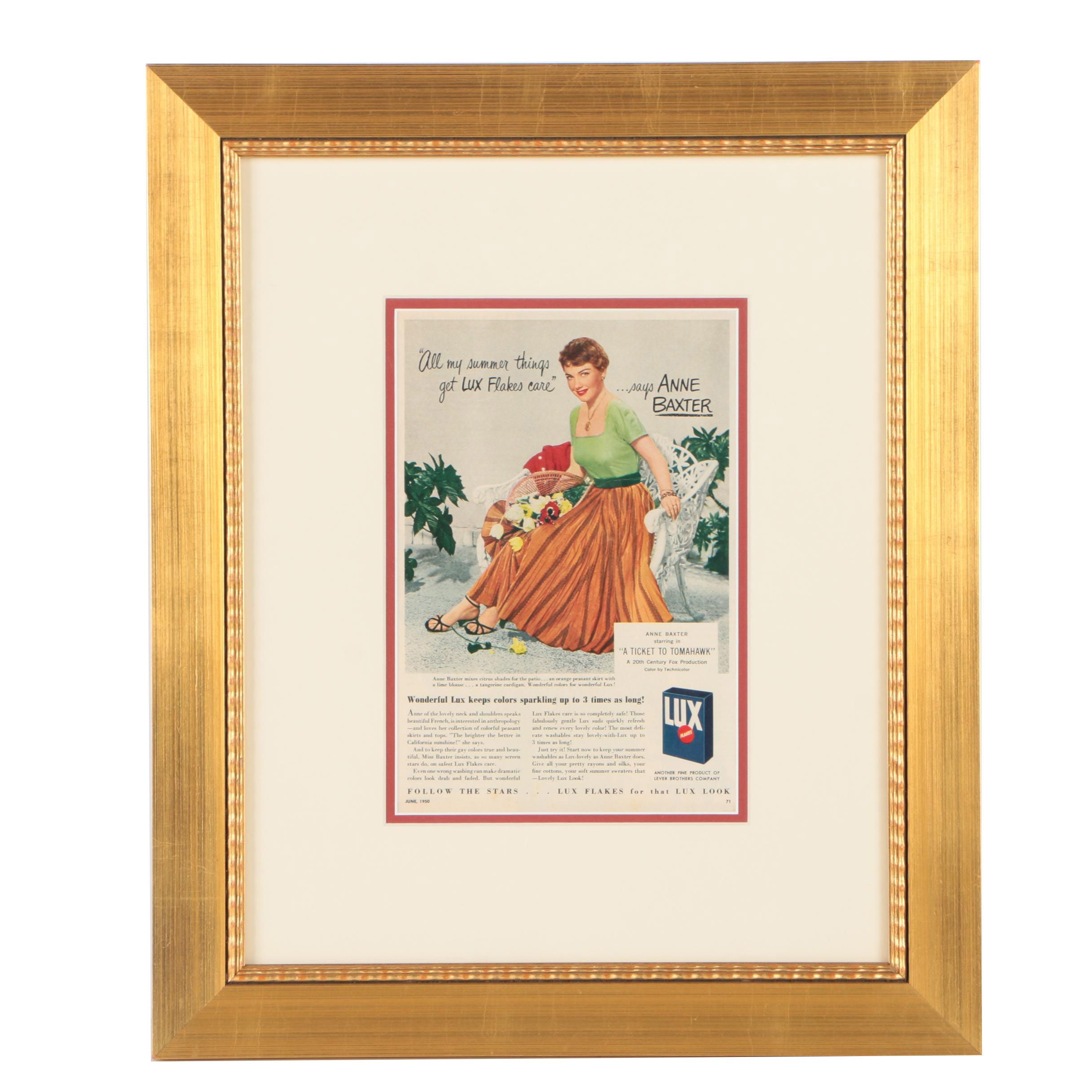 1950 Print Advertisement for Lux Flakes Featuring Anne Baxter