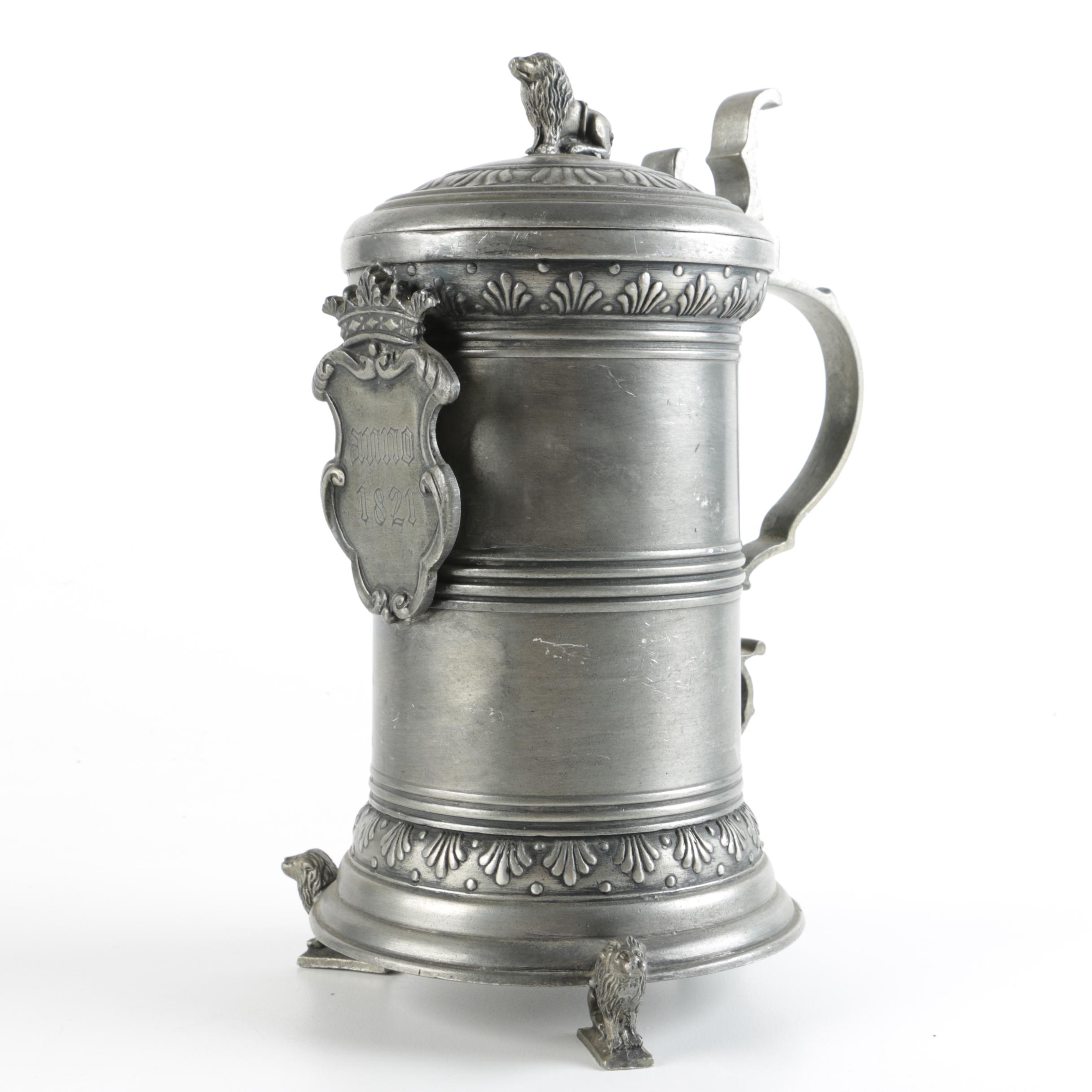 Antique Style Footed Pewter Stein