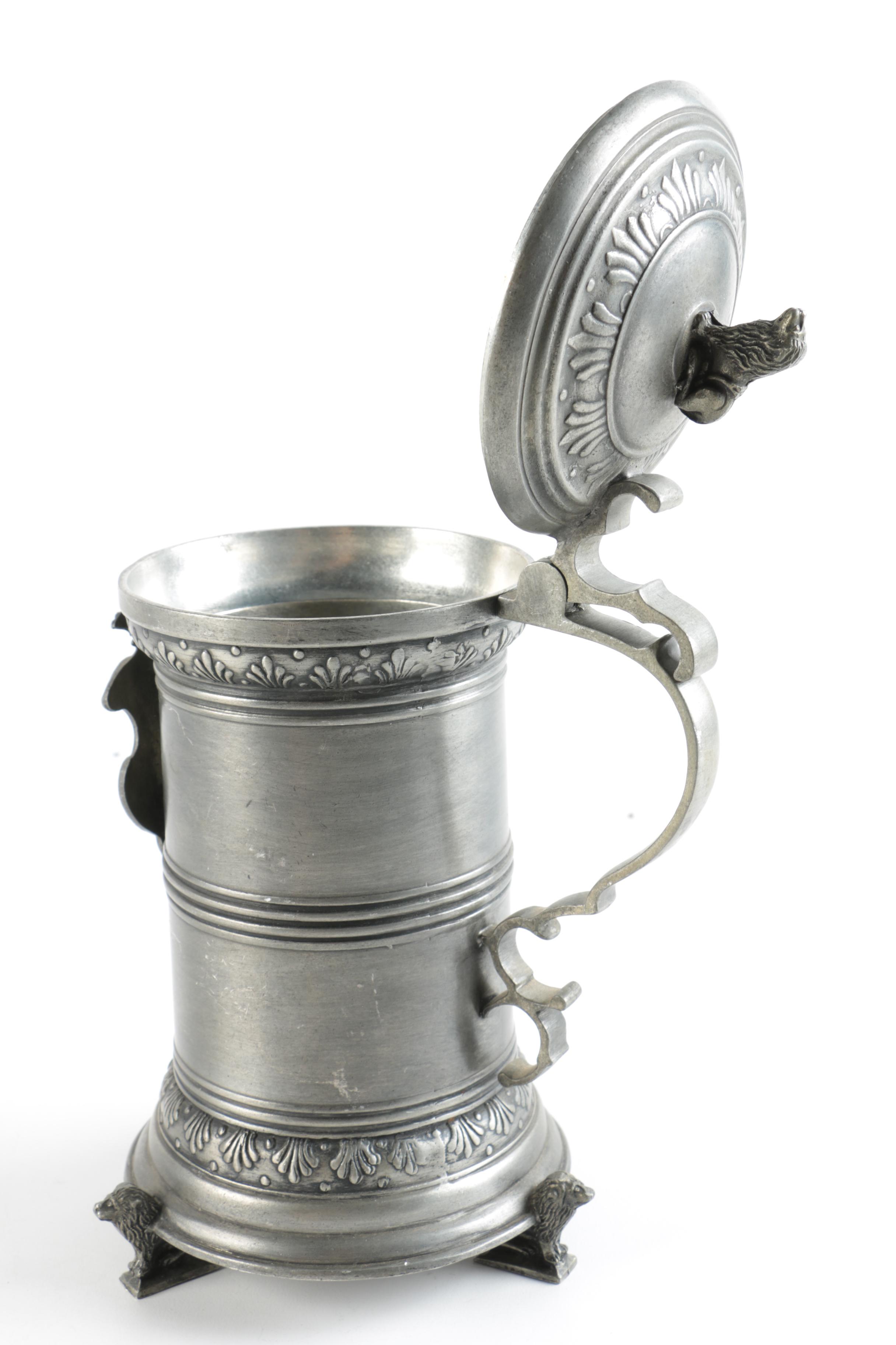 Antique Style Footed Pewter Stein