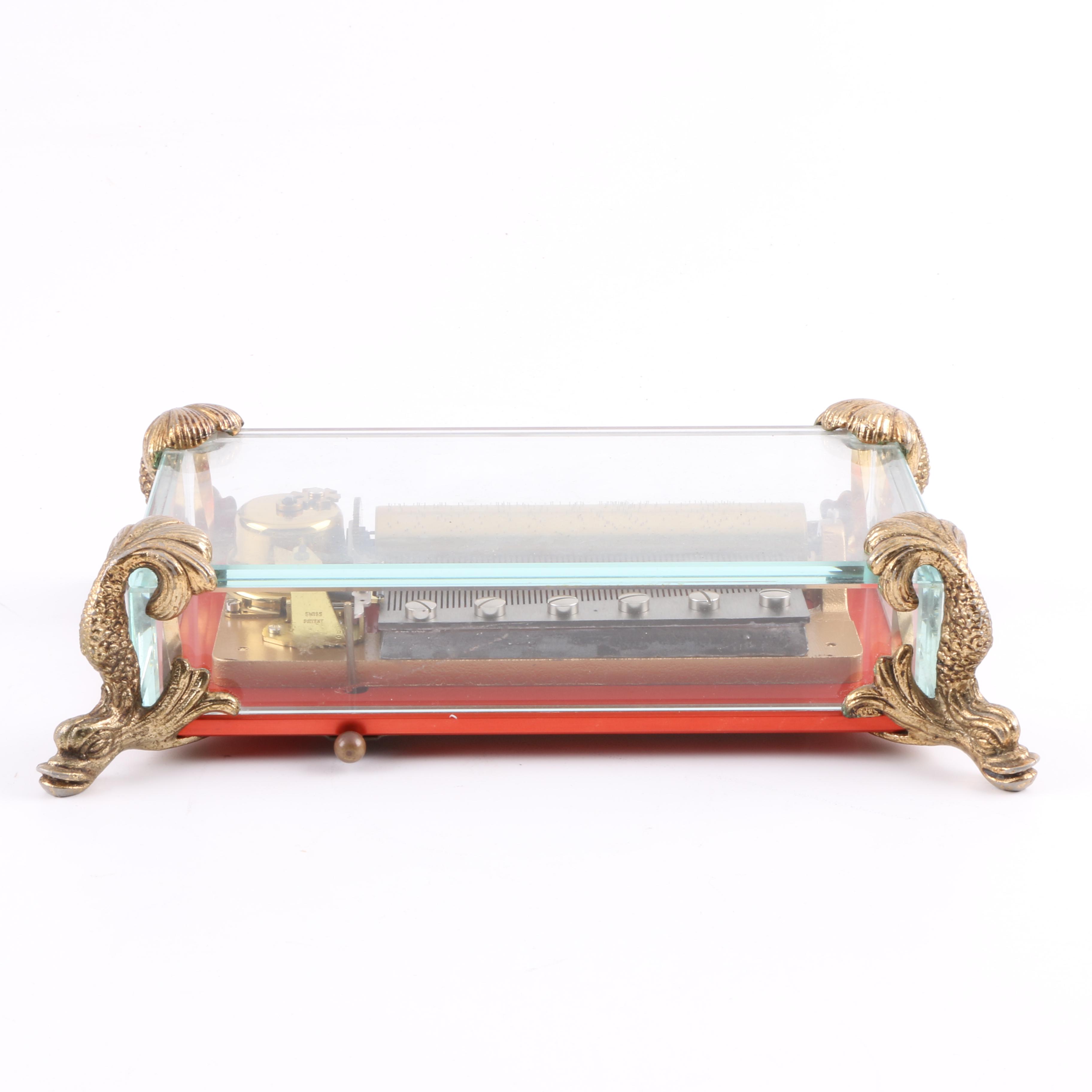 Reuge Music Swiss Glass and Brass Music Box