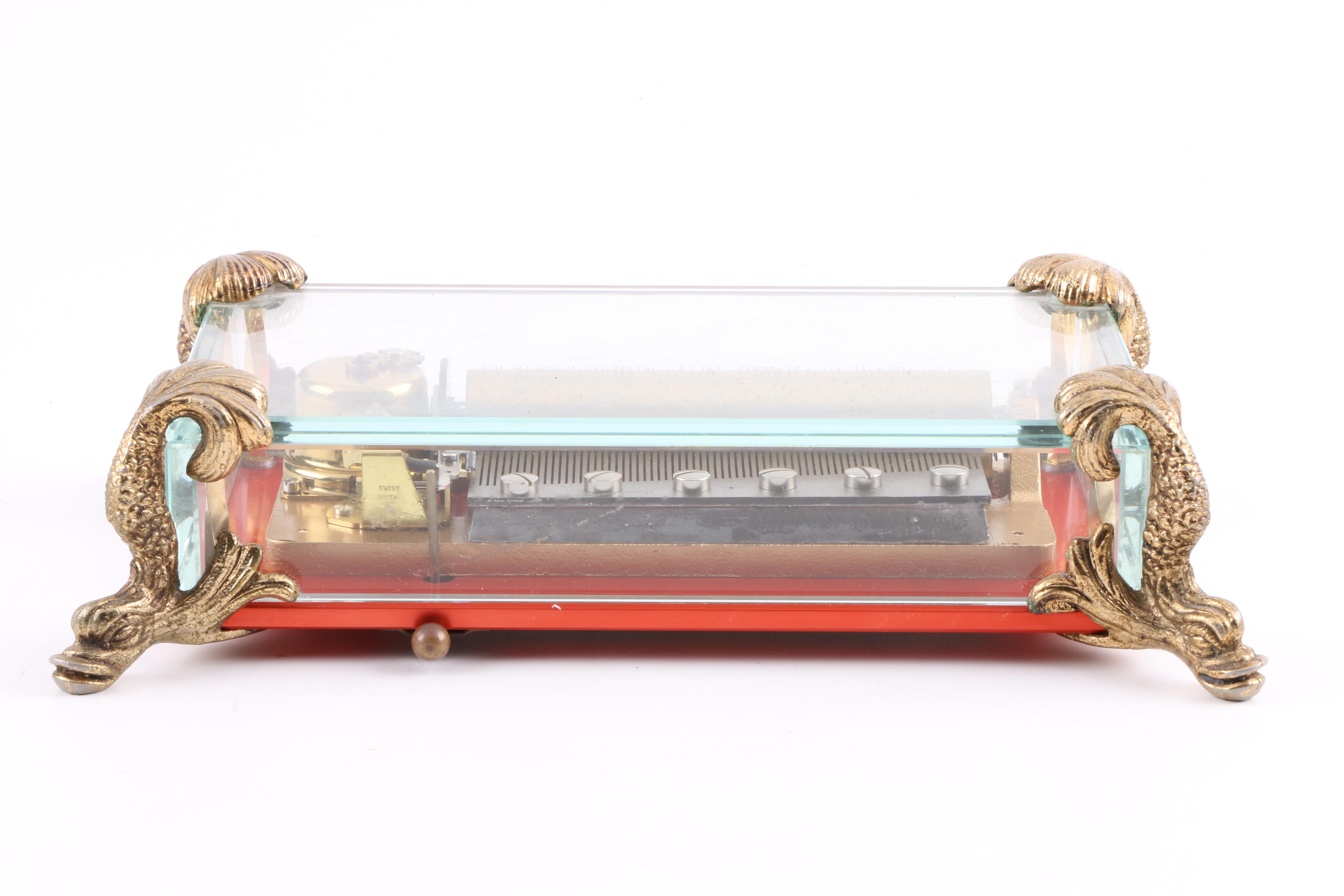 Reuge Music Swiss Glass and Brass Music Box