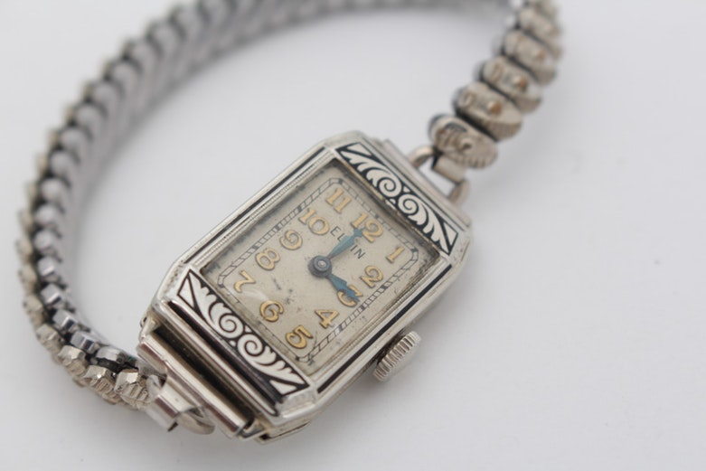 Vintage 14K White Gold Elgin Watch