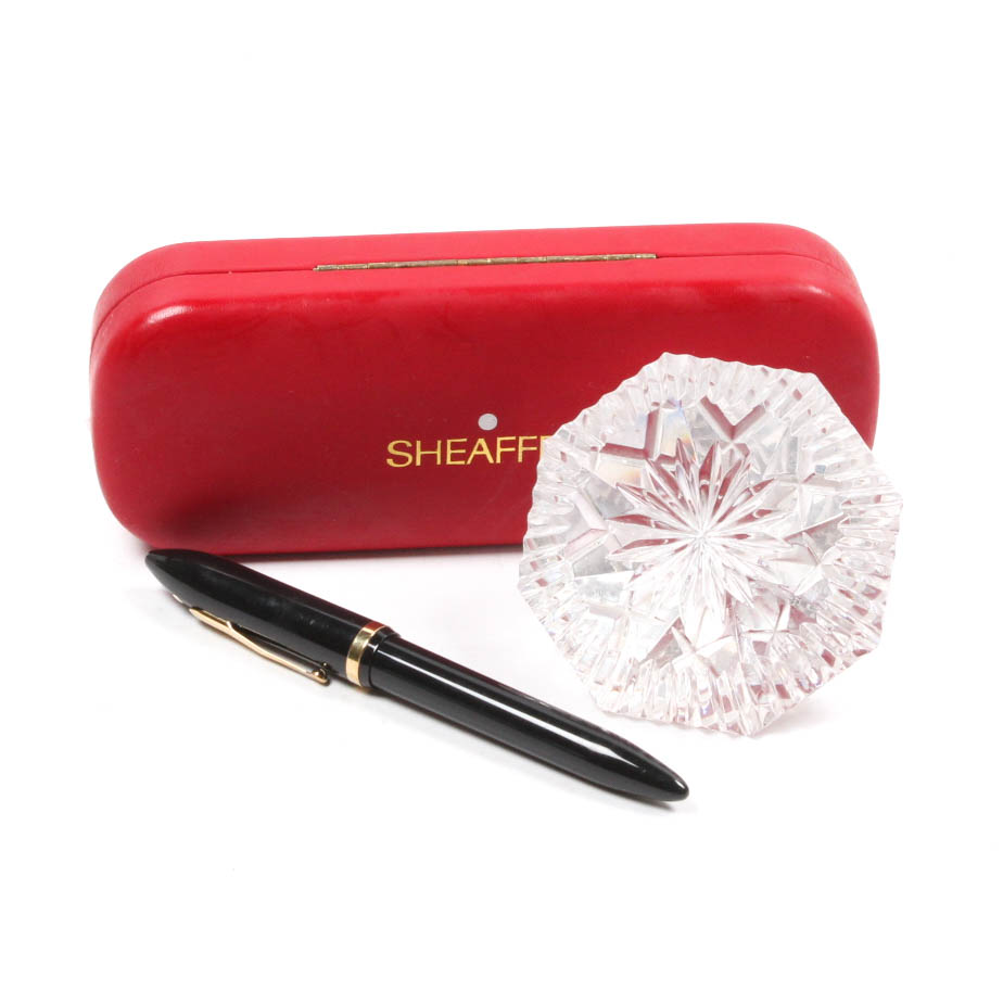 Waterford Crystal Paperweight and Shaeffer "Balance" Fountain Pen