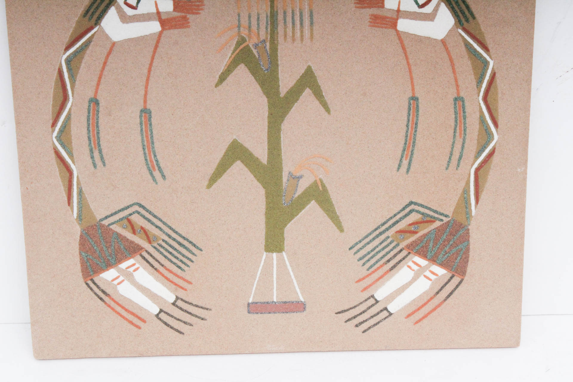 Original S. Watchman Navajo Sand Art "Rainbow with Corn"