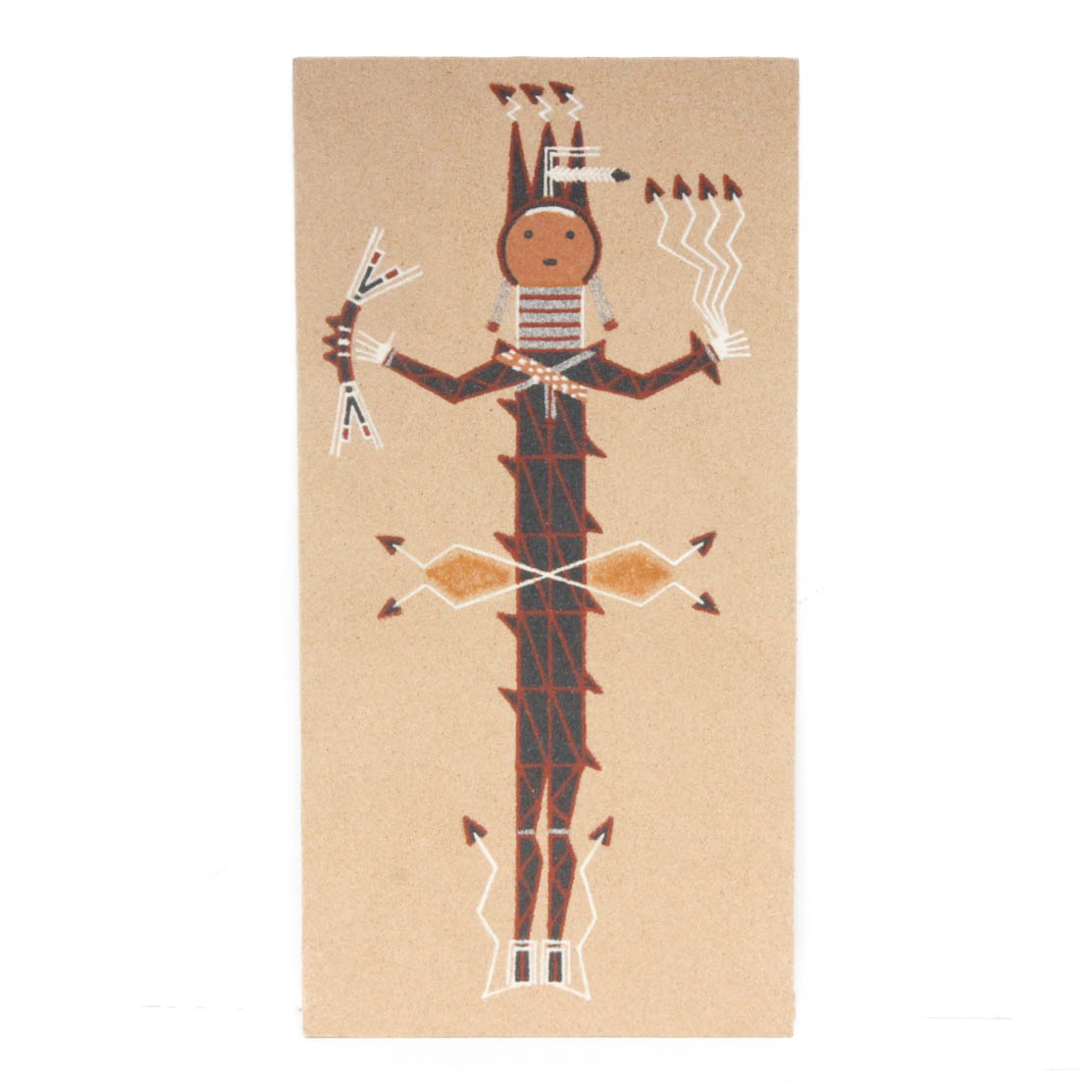 Original Navajo Sand Painting "The Monster Slayer: Black Flint Warrior"