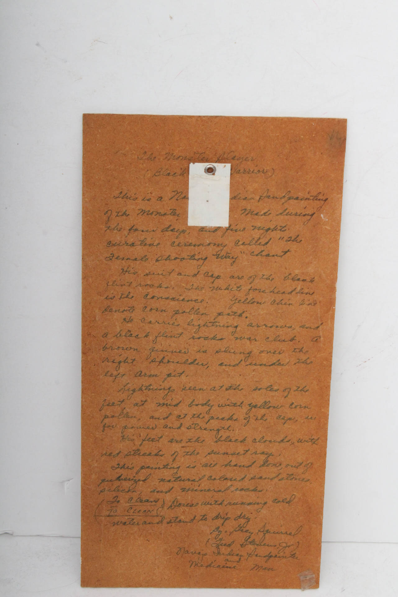 Original Navajo Sand Painting "The Monster Slayer: Black Flint Warrior"