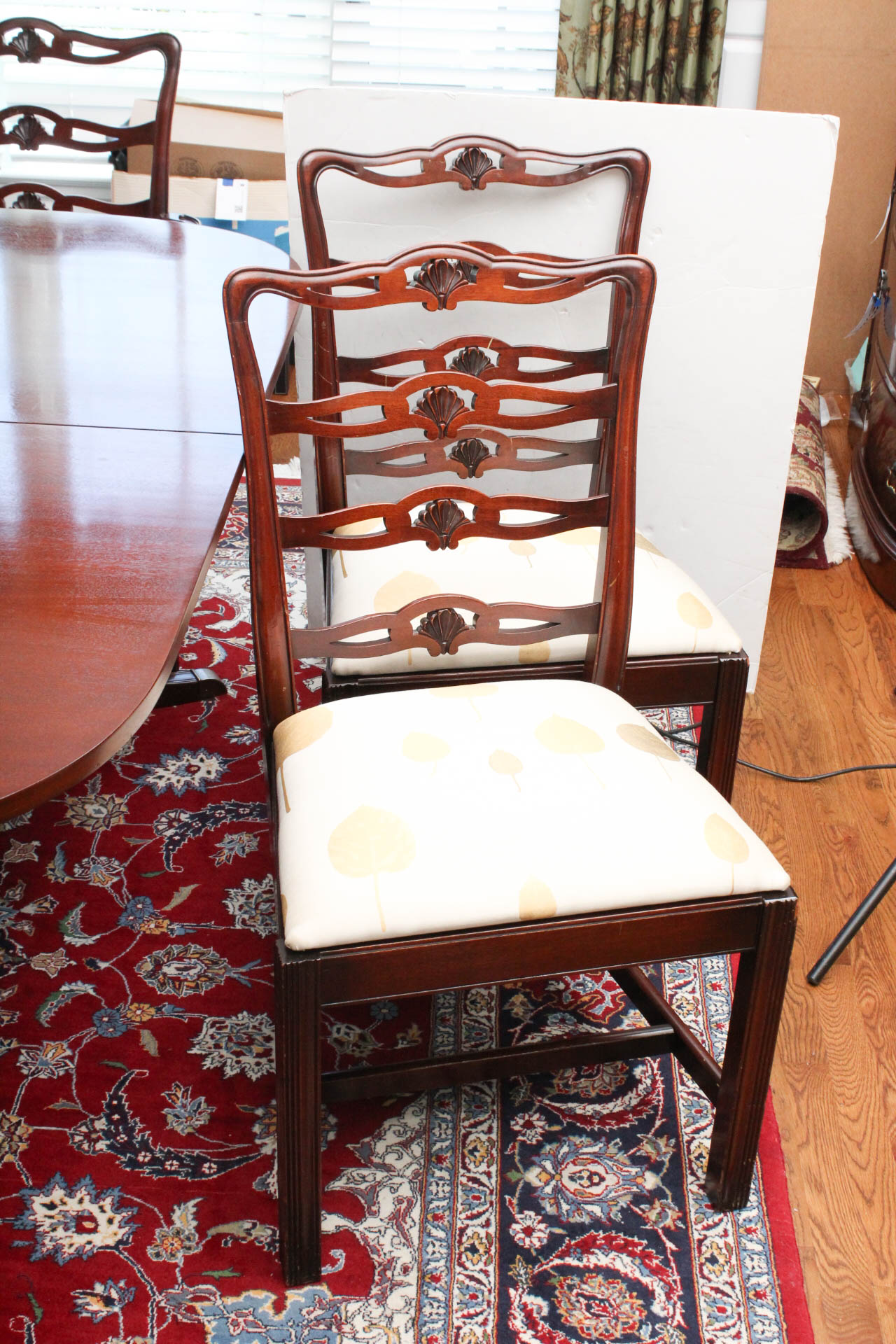 Phyfe Style Dining Table with Hepplewhite Style Ladderback Chairs