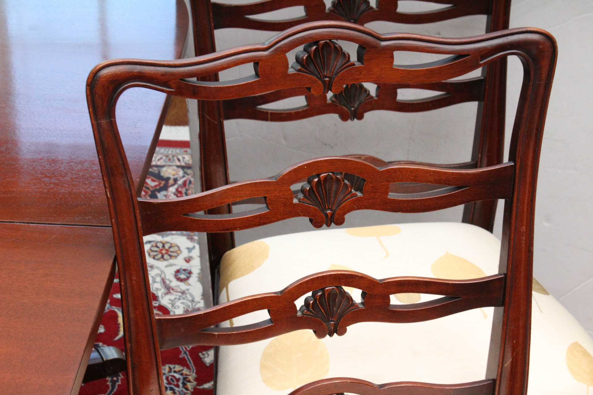 Phyfe Style Dining Table with Hepplewhite Style Ladderback Chairs