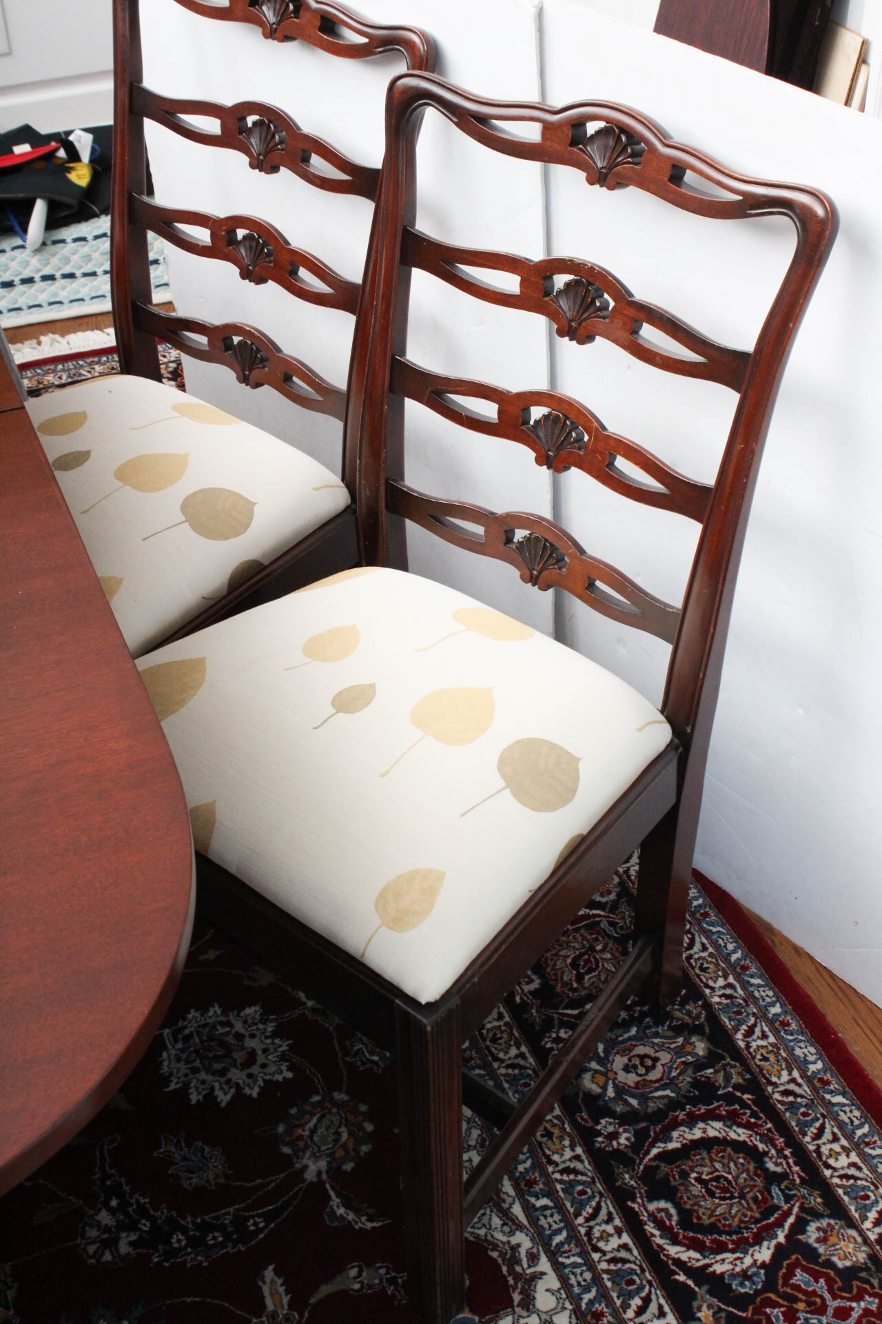 Phyfe Style Dining Table with Hepplewhite Style Ladderback Chairs