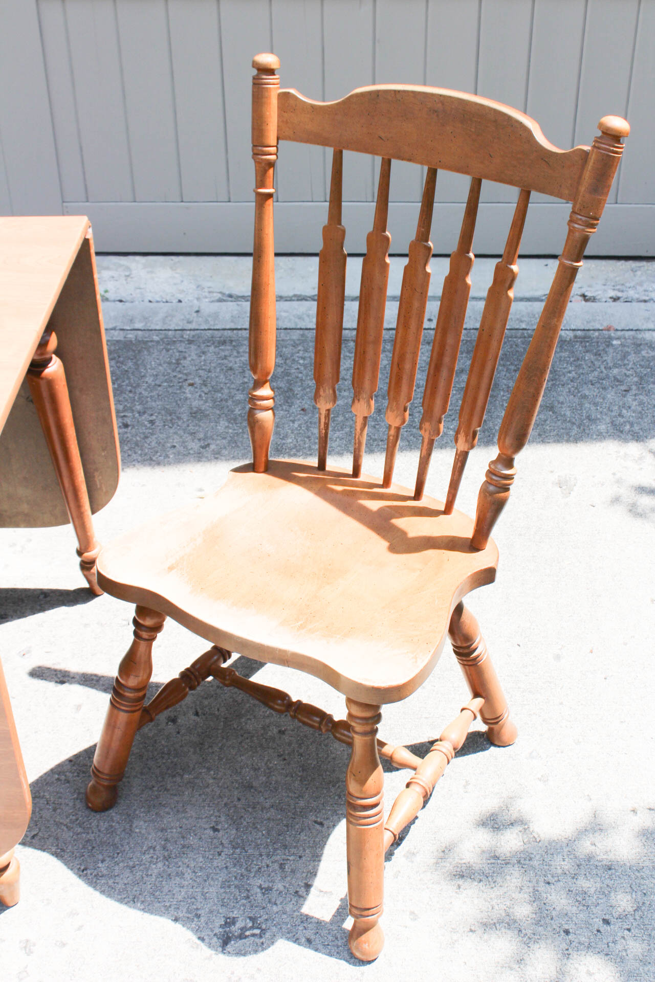 Ethan Allen Wood Veneer Drop Leaf Table and Chairs