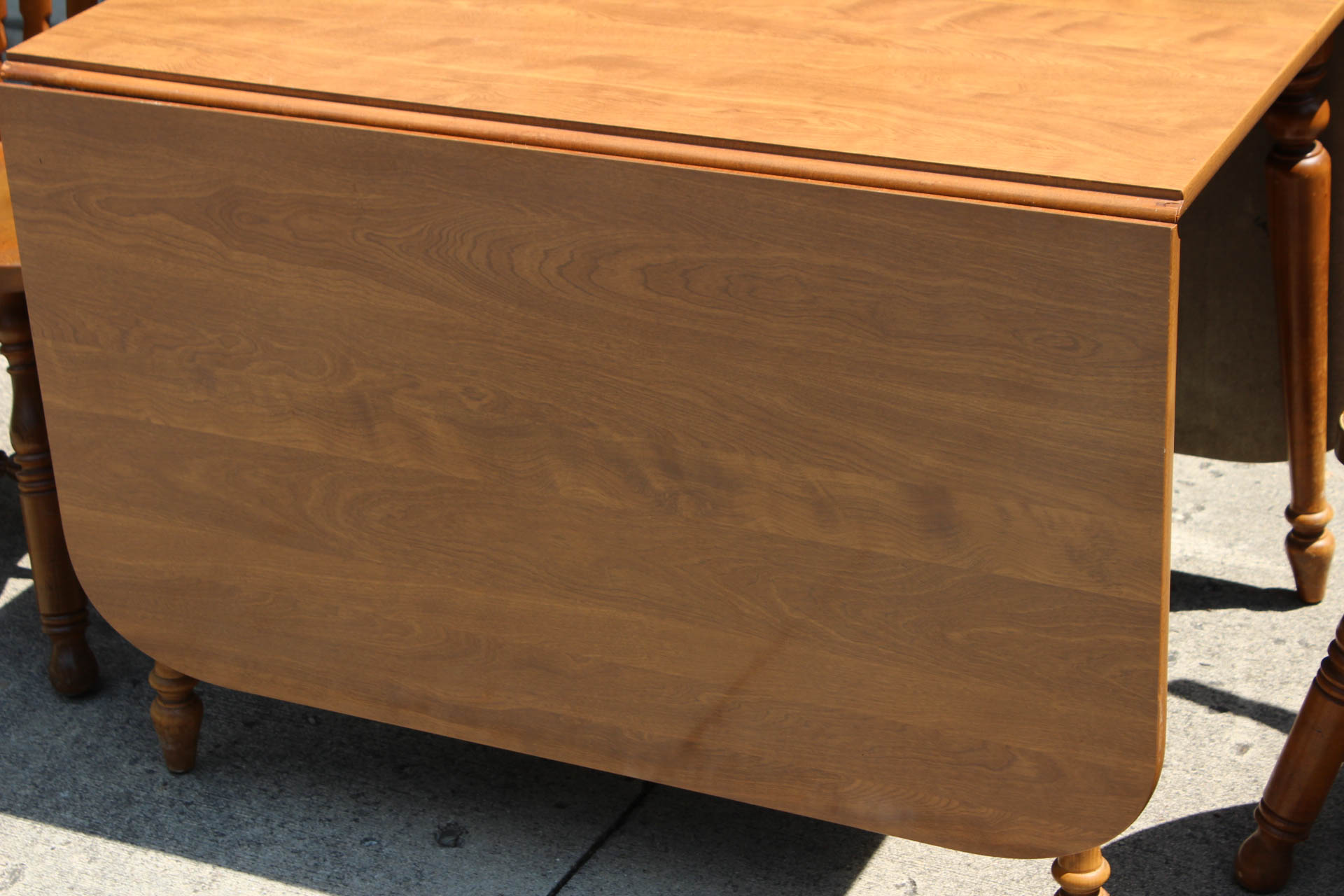 Ethan Allen Wood Veneer Drop Leaf Table and Chairs