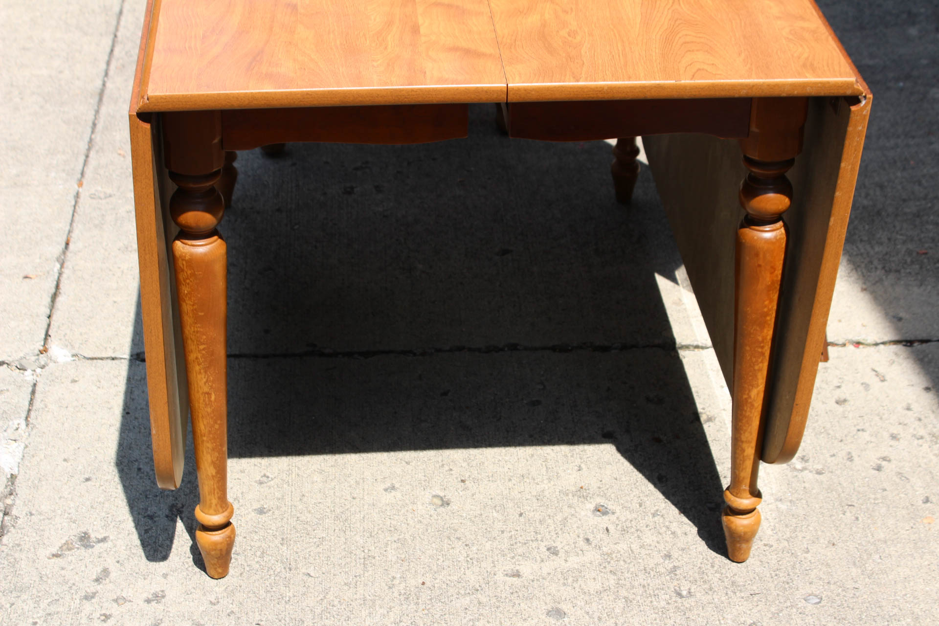 Ethan Allen Wood Veneer Drop Leaf Table and Chairs