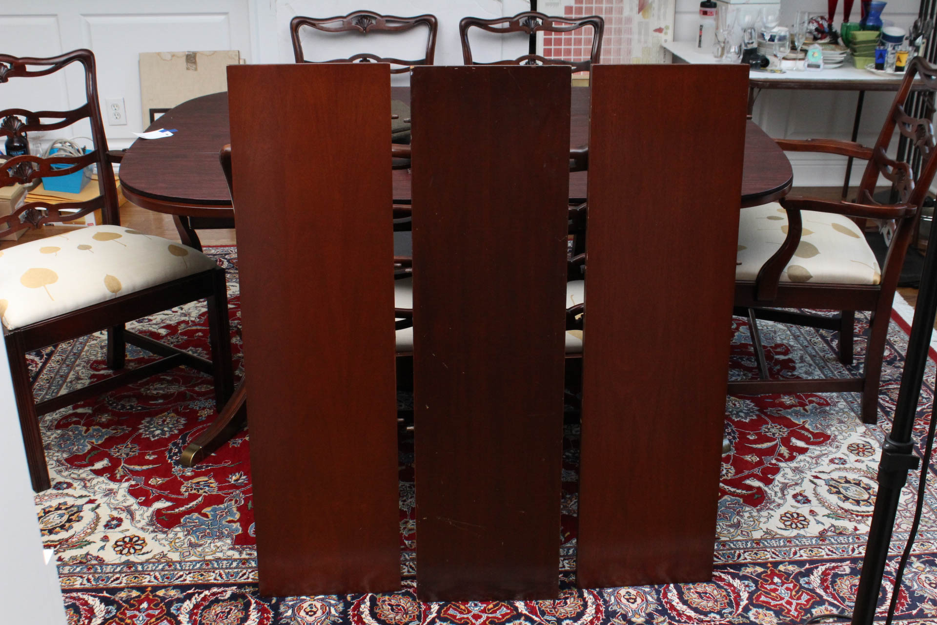 Phyfe Style Dining Table with Hepplewhite Style Ladderback Chairs