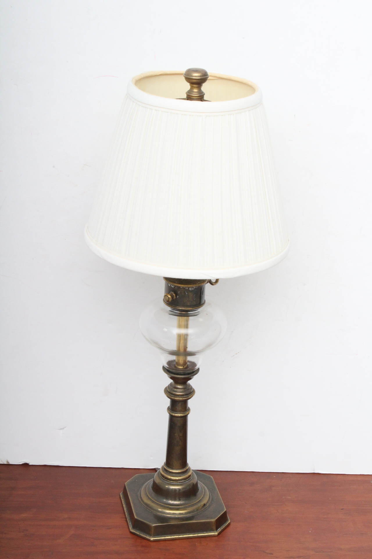 Vintage Solid Brass and Glass Table Lamp
